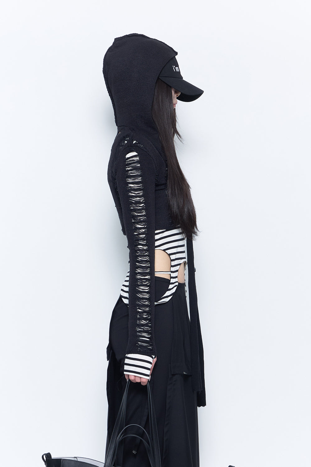 Laddering Thread 【THEREDTHREAD / ザレッドスレッド】laddering knit hoodie