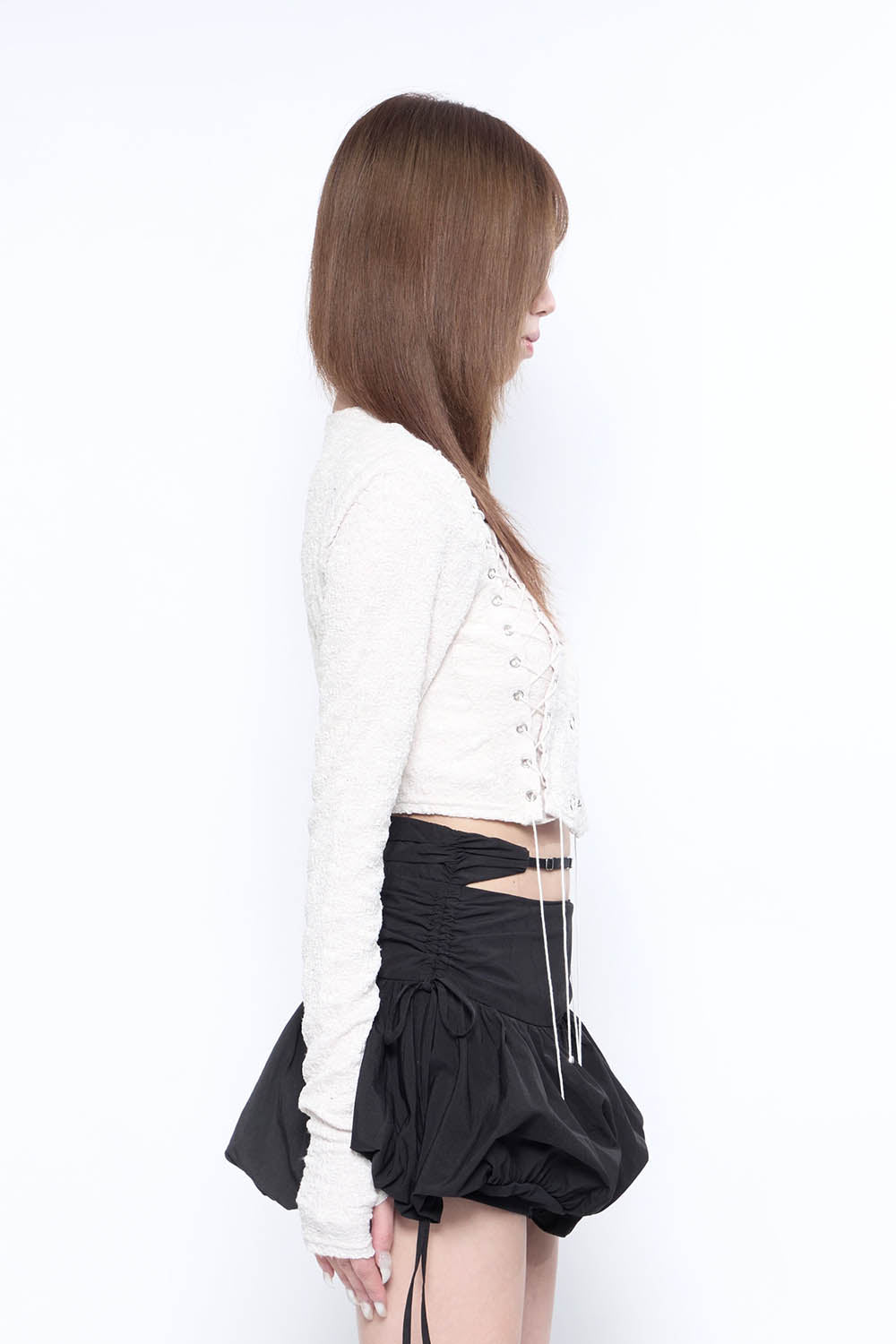 トップス theredthread S lace up cardigan THEREDTHREAD】S lace up cardigan