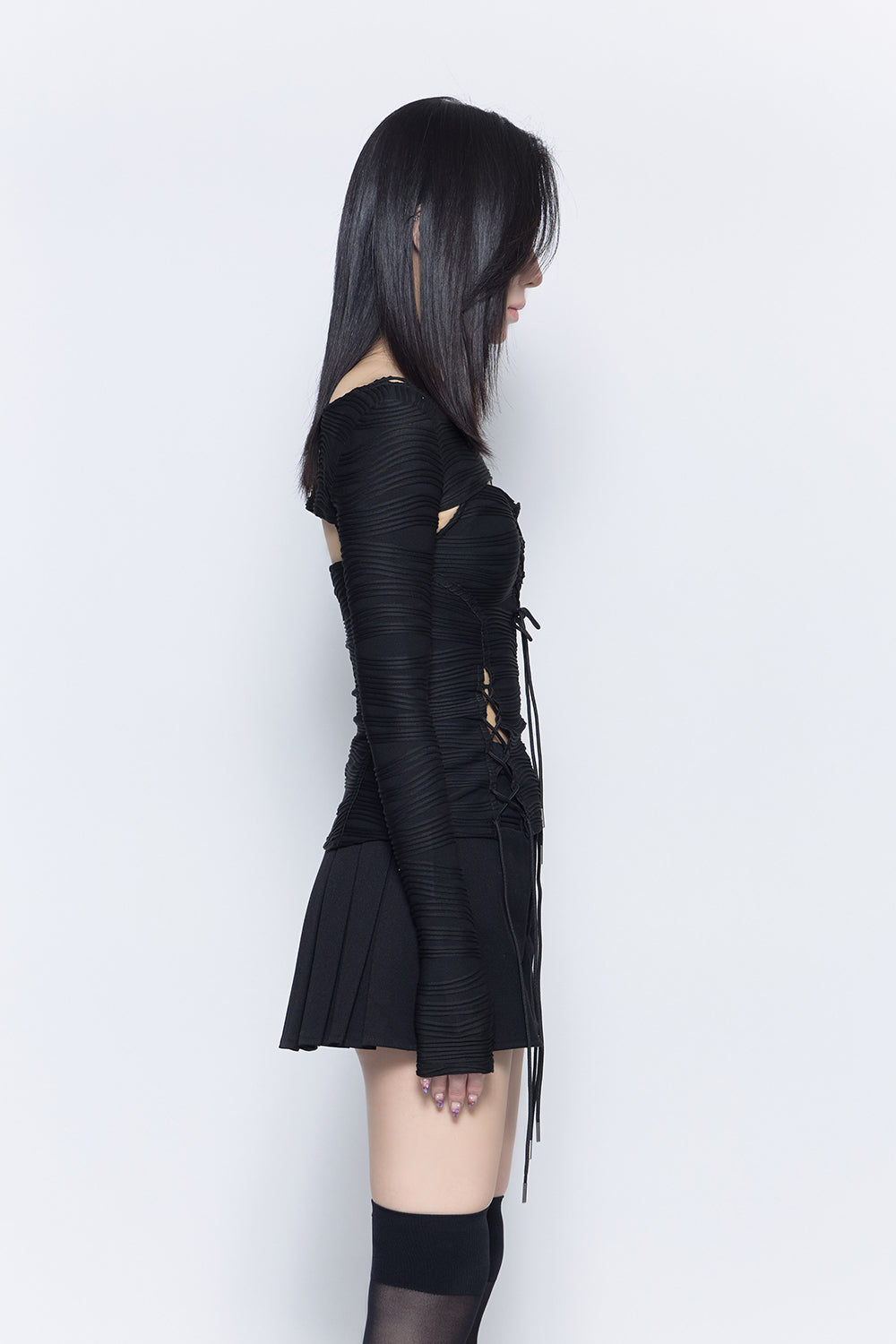 THEREDTHREAD / ザレッドスレッド】lace up layered corset