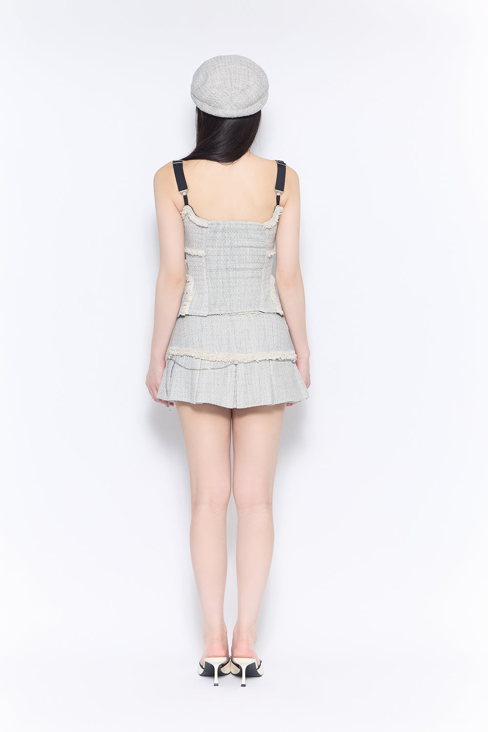 tweed pleated skirt mini
