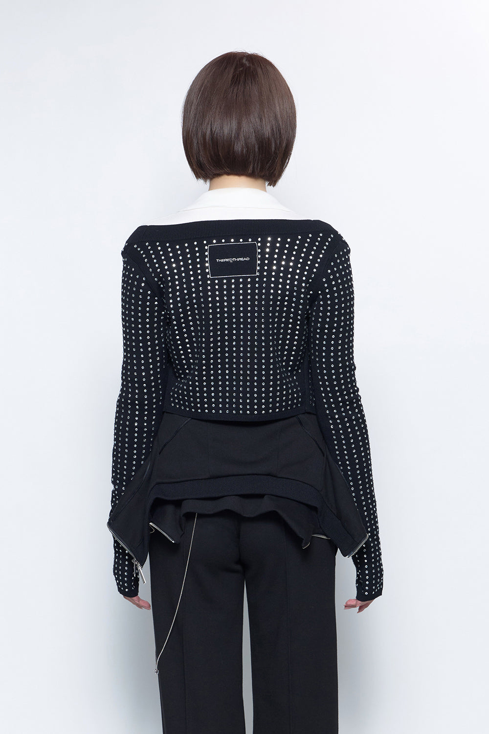 S rhinestone cardigan cropped ザレッドスレッド THEREDTHREAD / ザレッドスレッド】S rhinestone cardigan cropped
