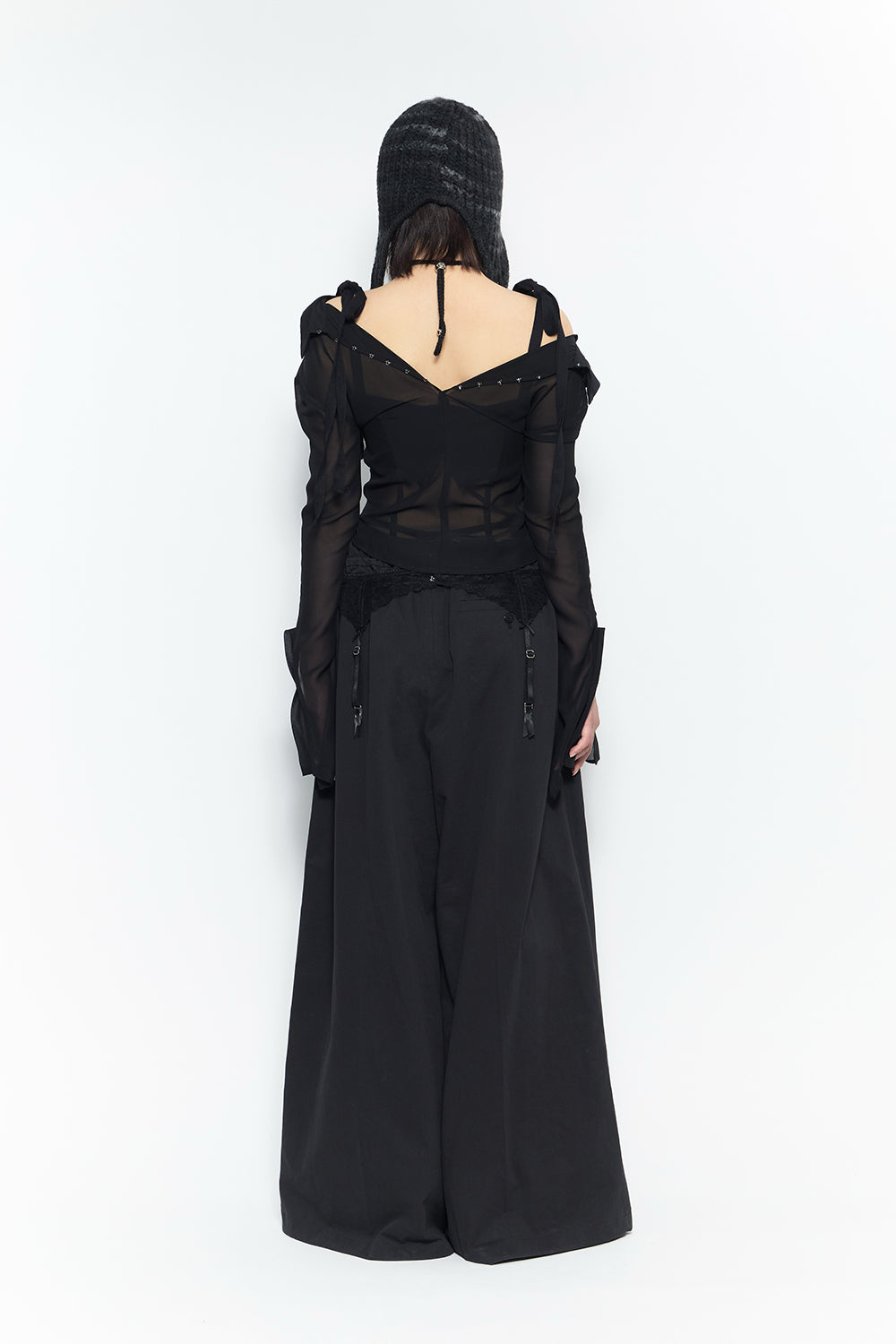 laced garter suit slacks