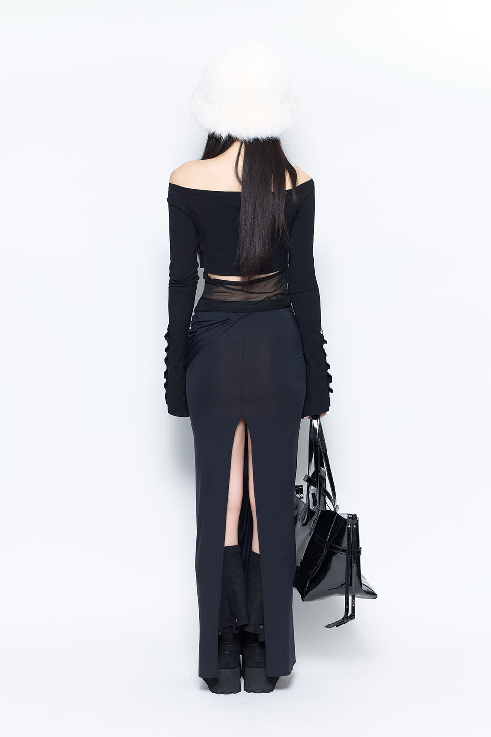 S drape knot maxi skirt