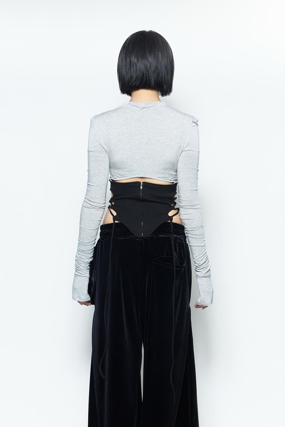 S split hem lace up tops
