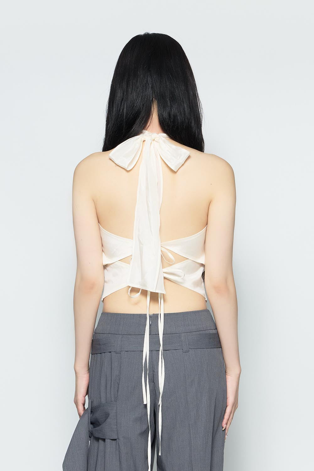S draped sheer halter tops