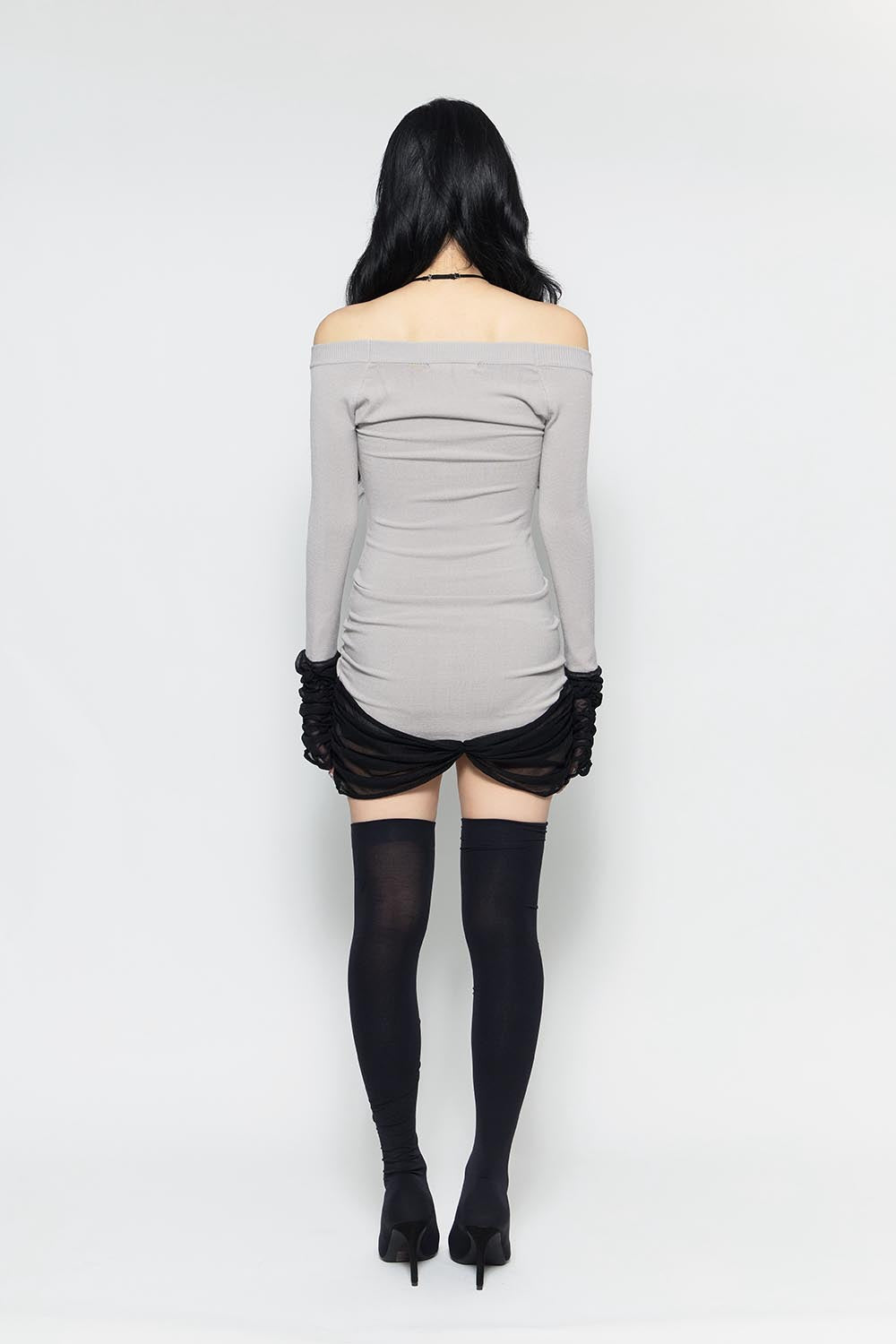 S sheer docked dress mini