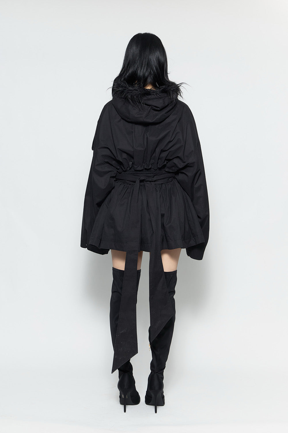 S fur embroidery trench short