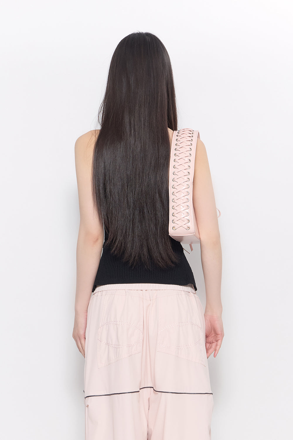 corset laced bag