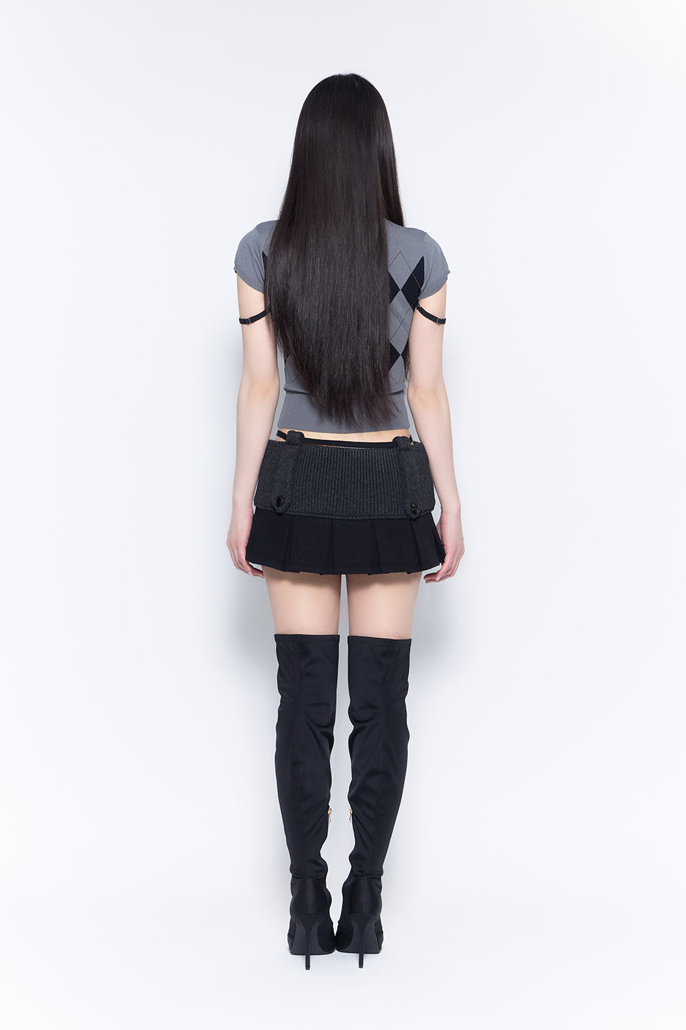 knit pleated skirt mini