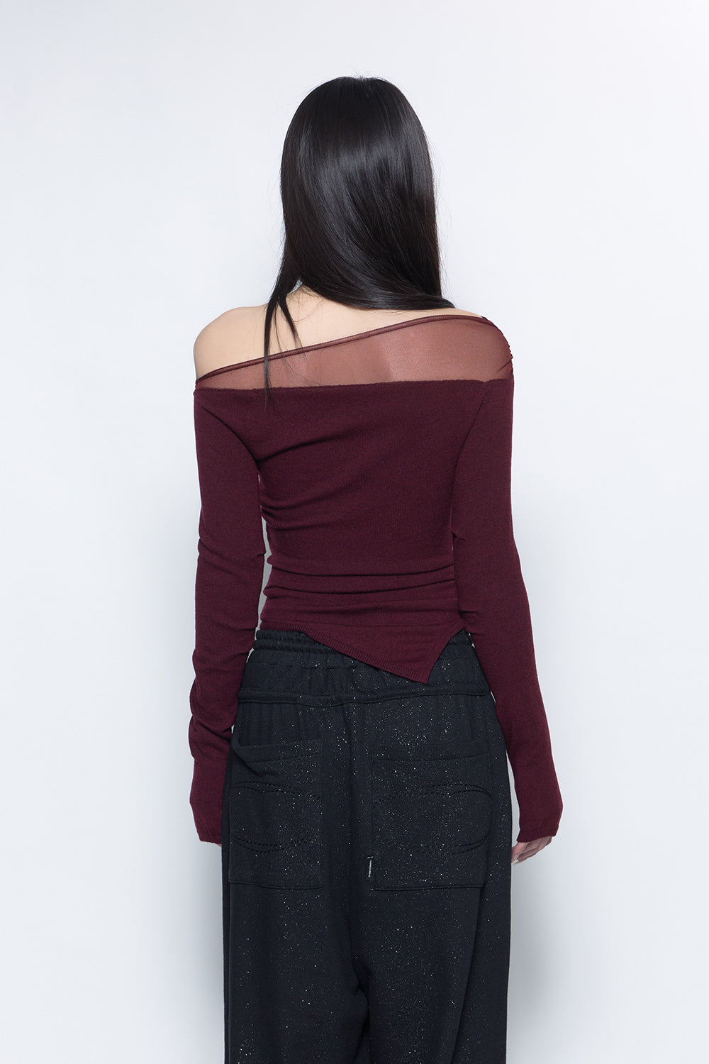 S sheer asymmetric tops