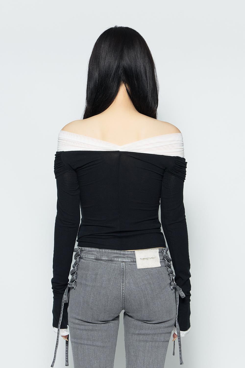 S twist off shoulder tops