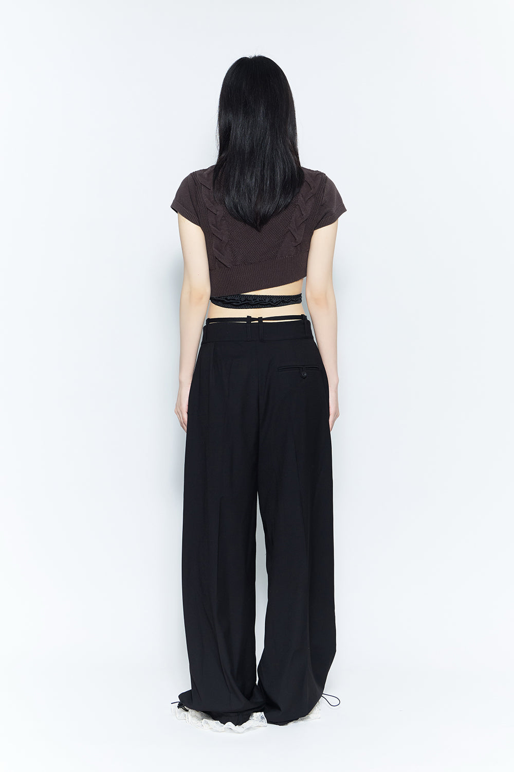corded tailored pants lace