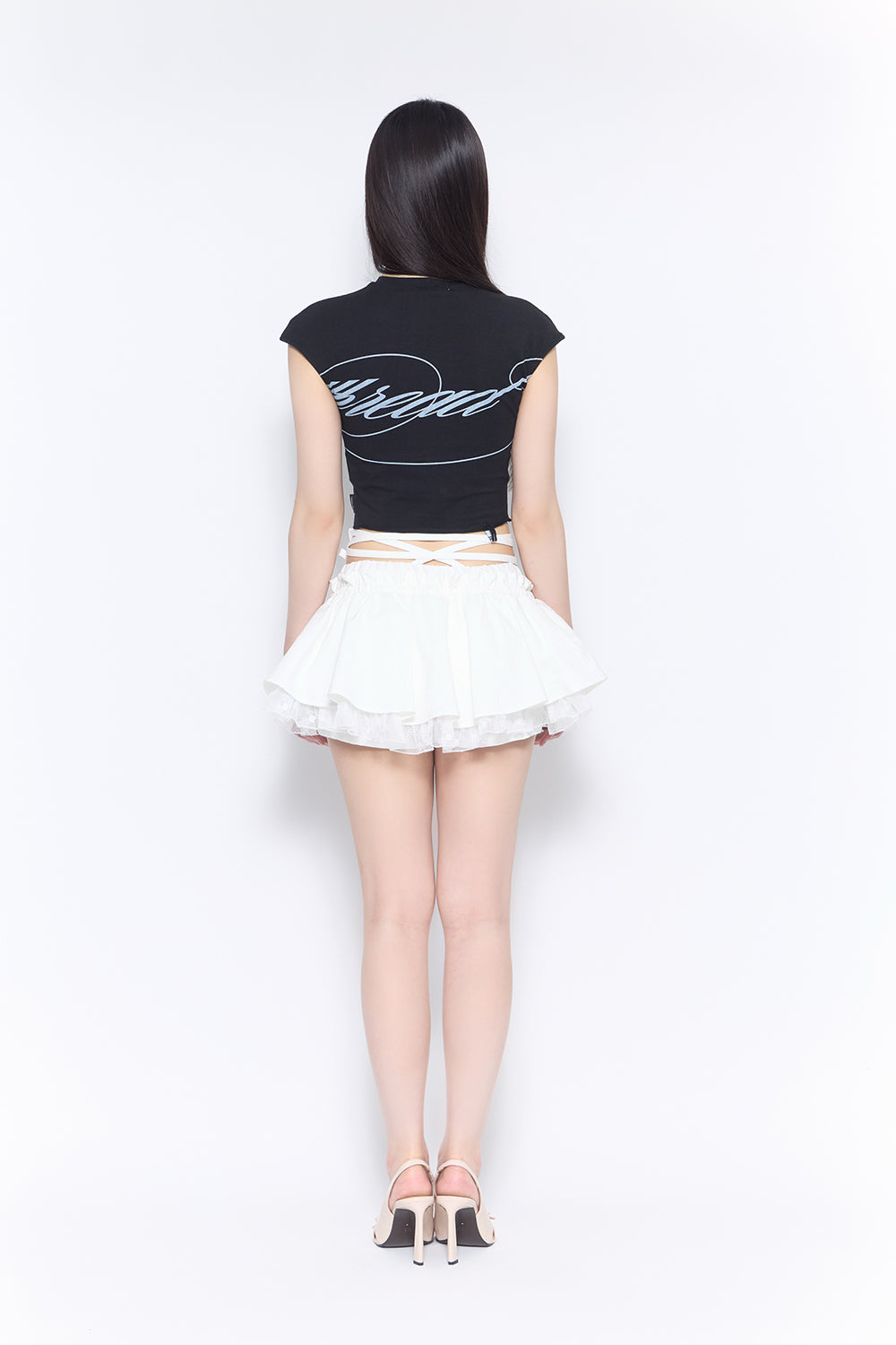 corded frill skirt mini