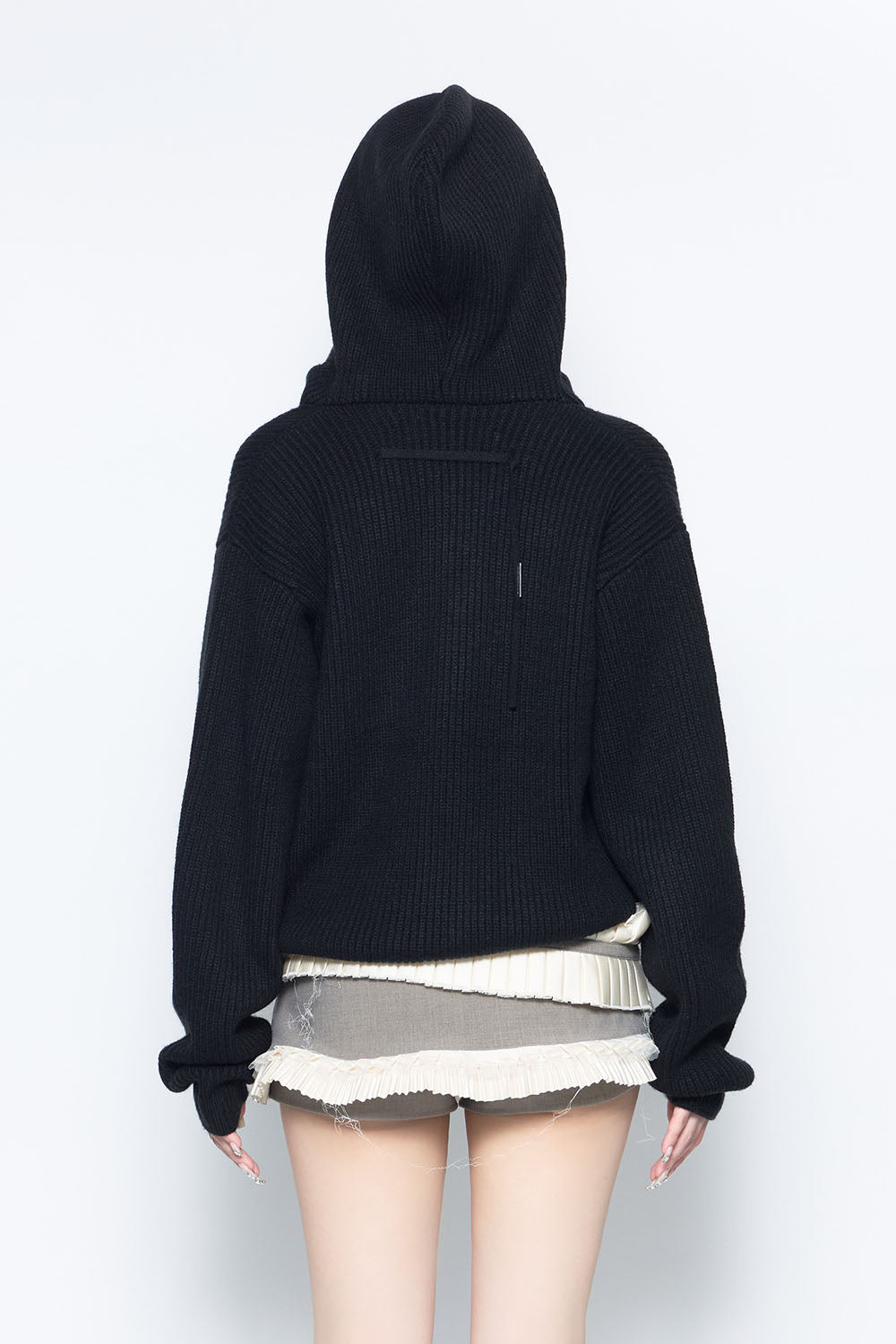 S button knit hoodie