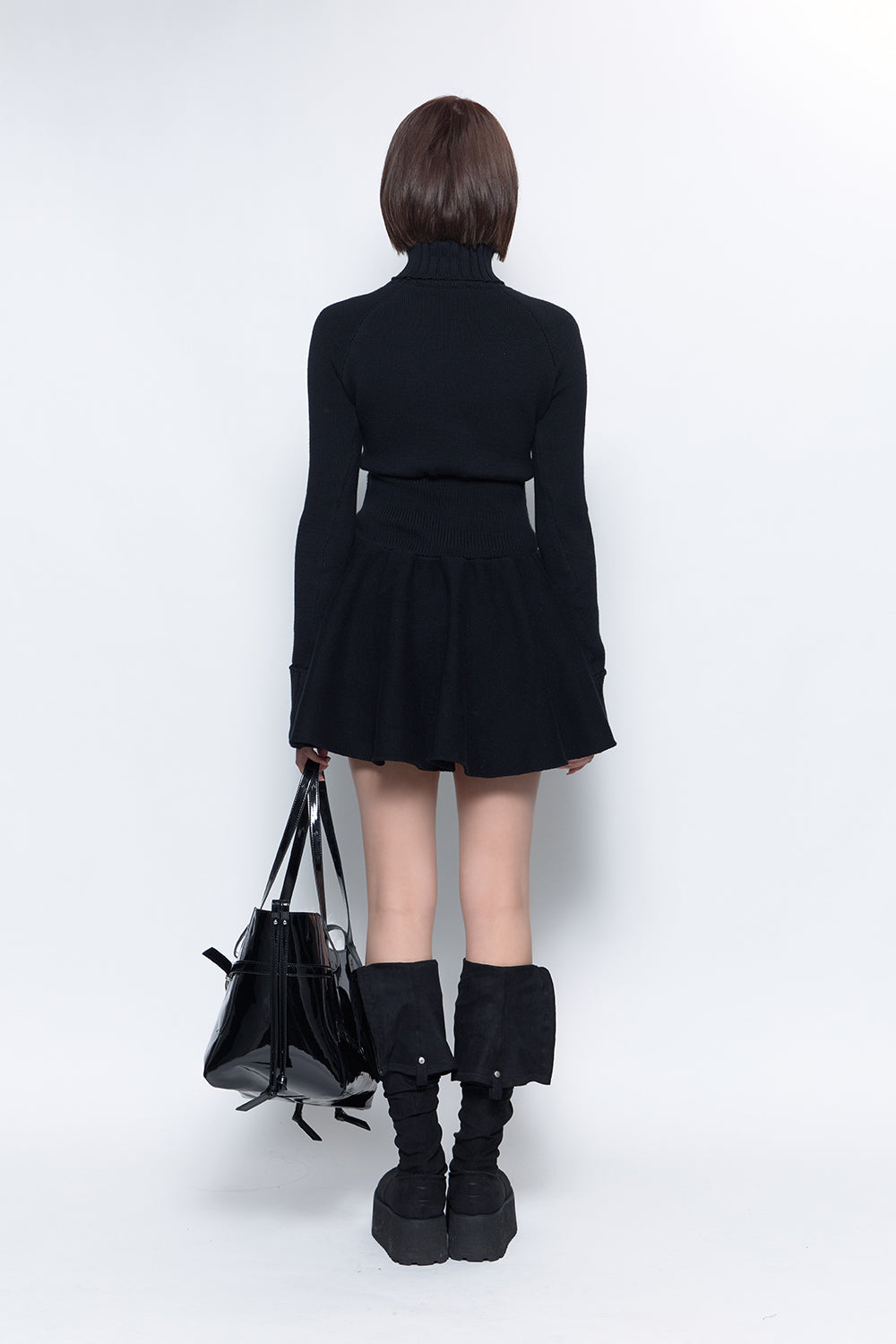 S structured flare knit dress