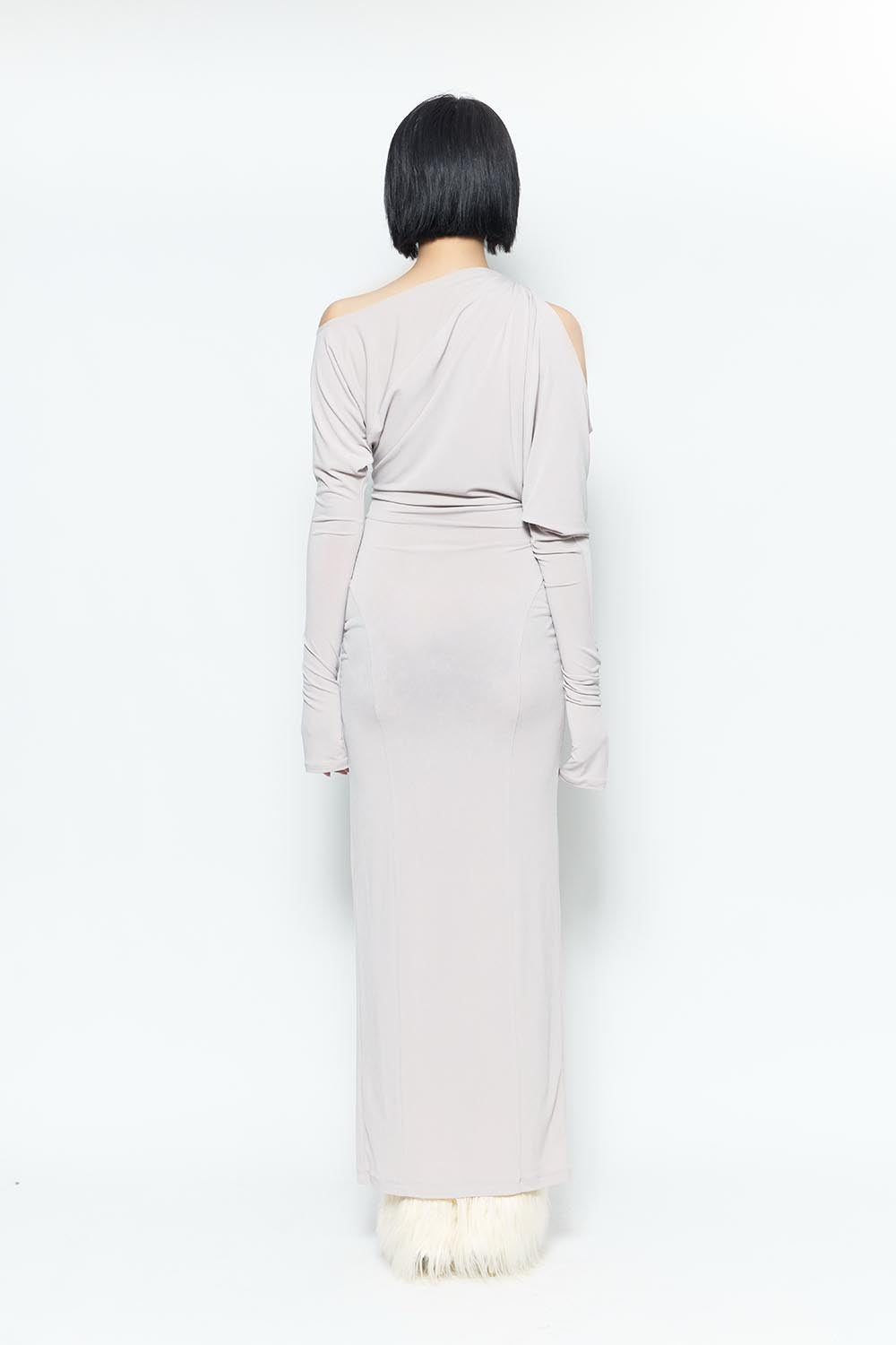 S asymmetry tuck dress