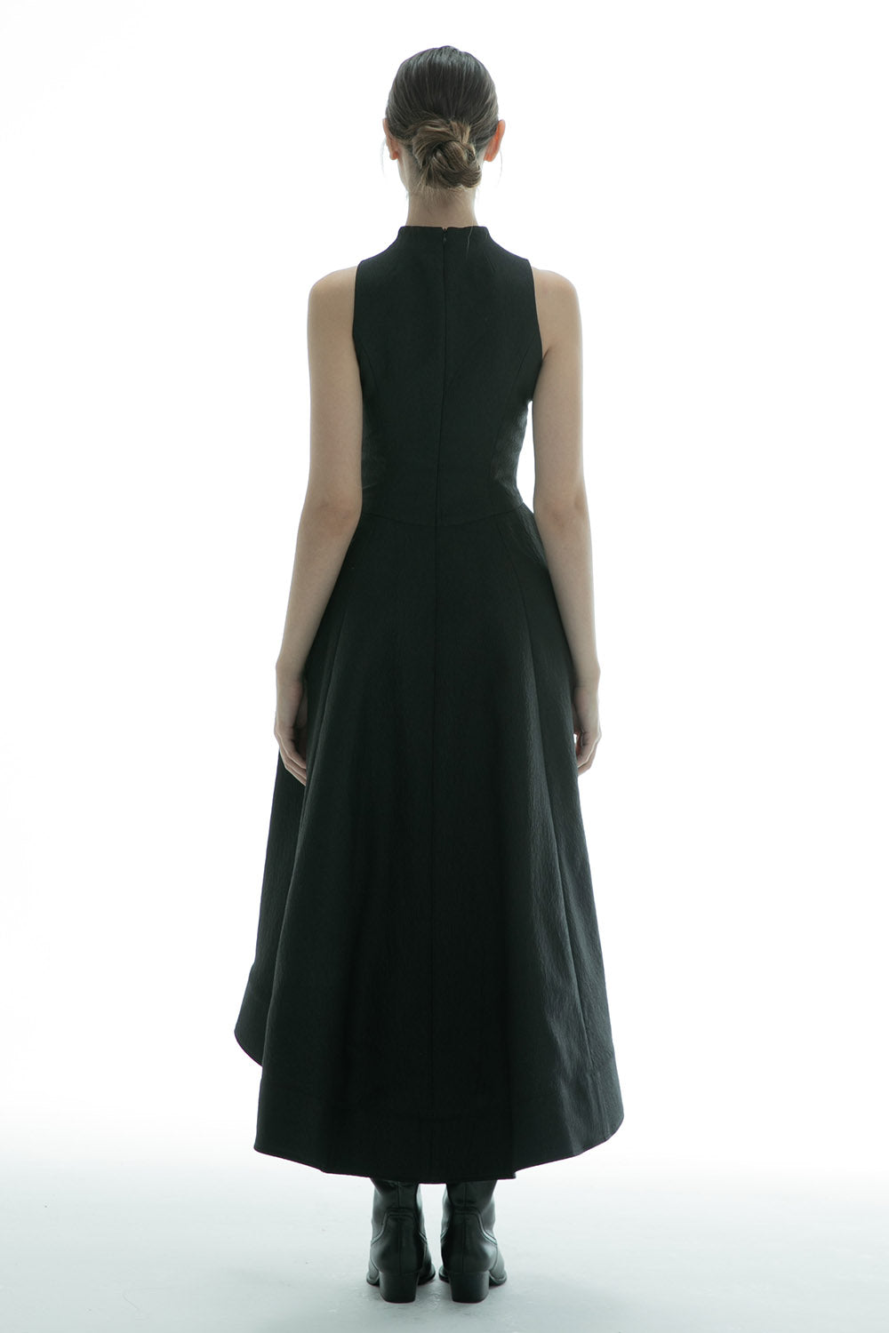 V slit long dress fog