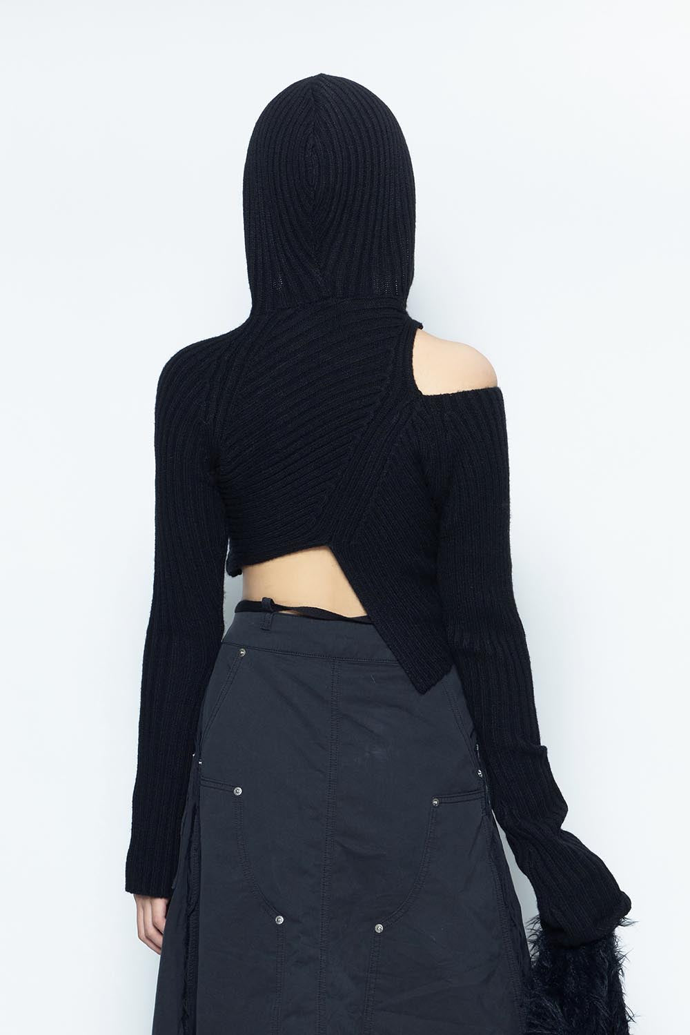 S asymmetric knit hoodie