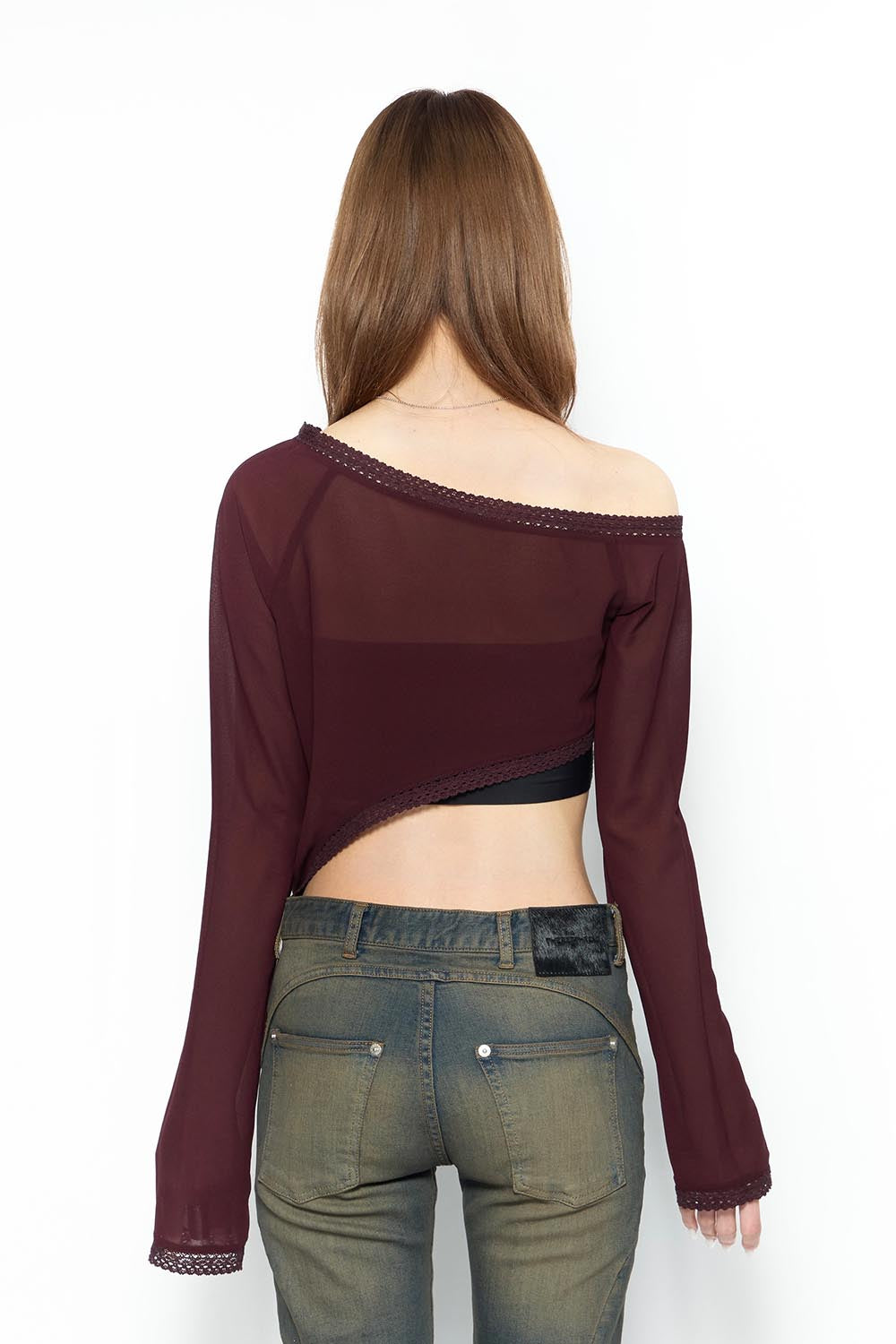 THEREDTHREAD / ザレッドスレッド】S lace up curve tops