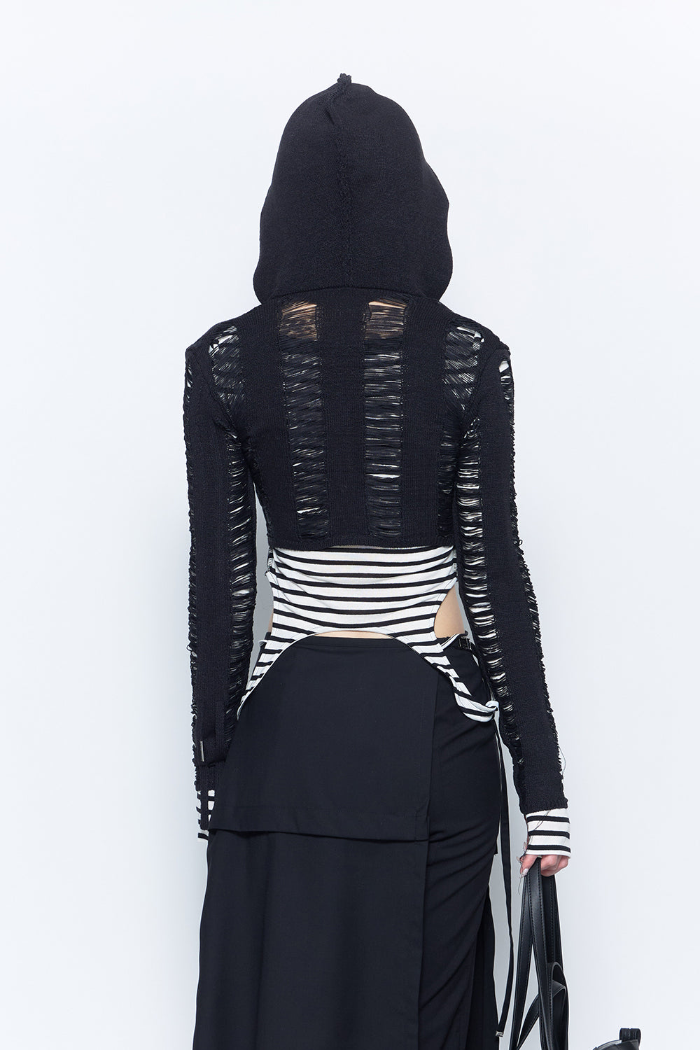 laddering knit hoodie