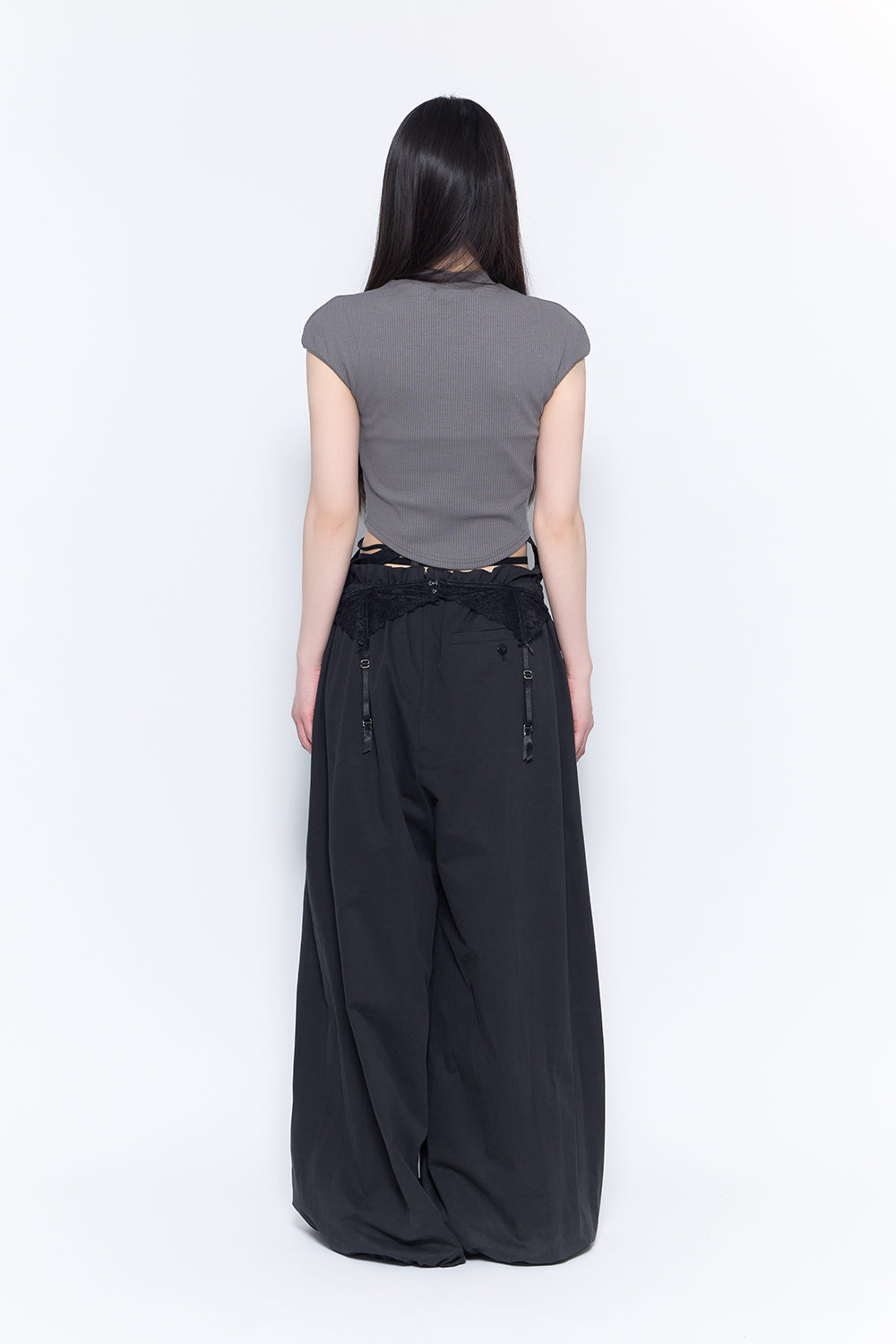 laced garter suit slacks