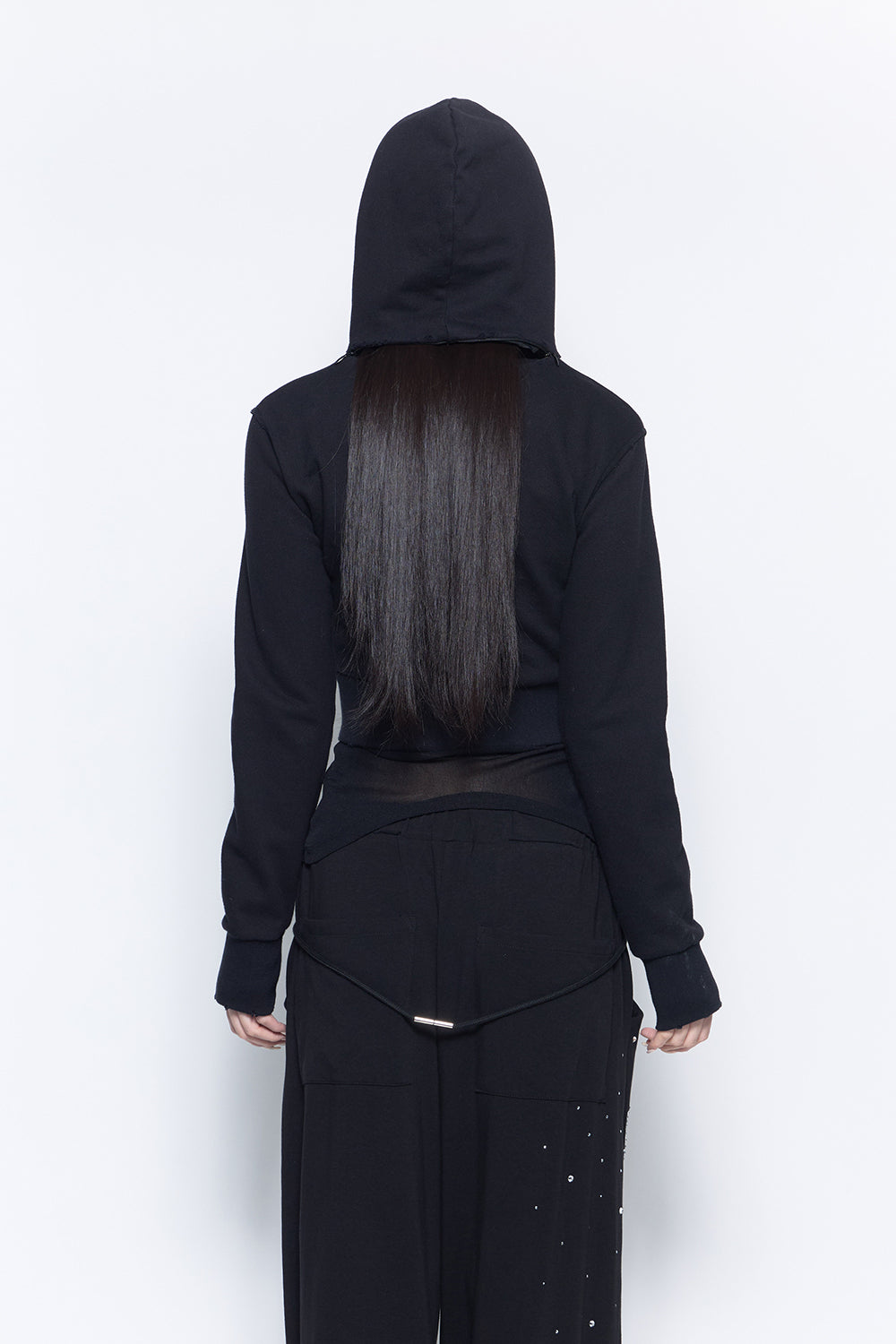 トップス theredthread zipup hoodie cropped black THEREDTHREAD / ザレッドスレッド】S zipup hoodie cropped