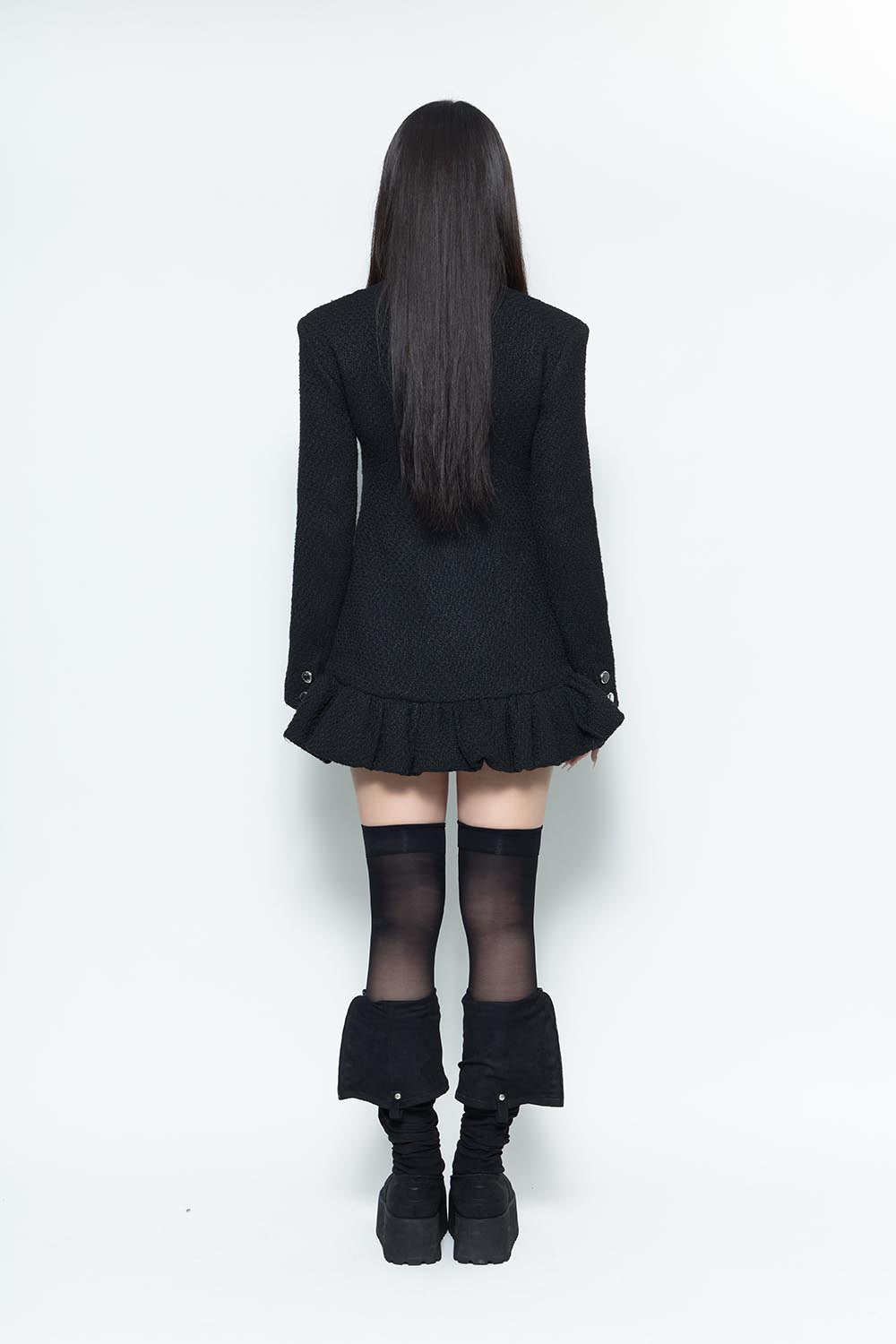 S tweed balloon dress mini