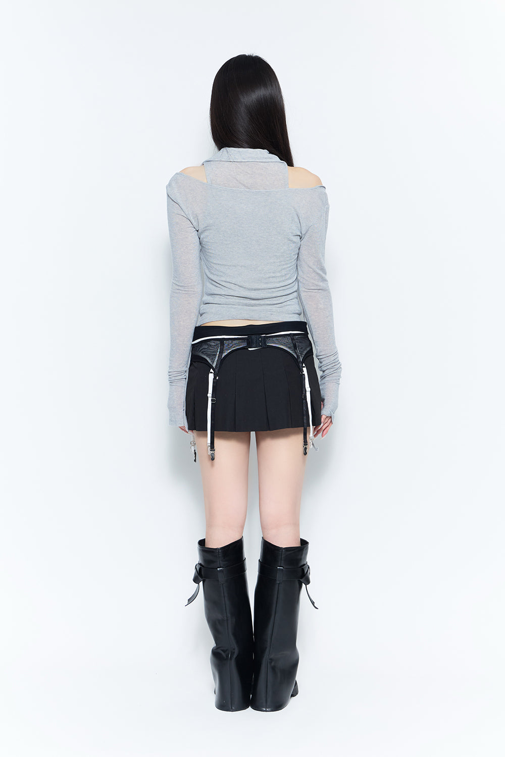 THEREDTHREAD】corded hook pleated skirt