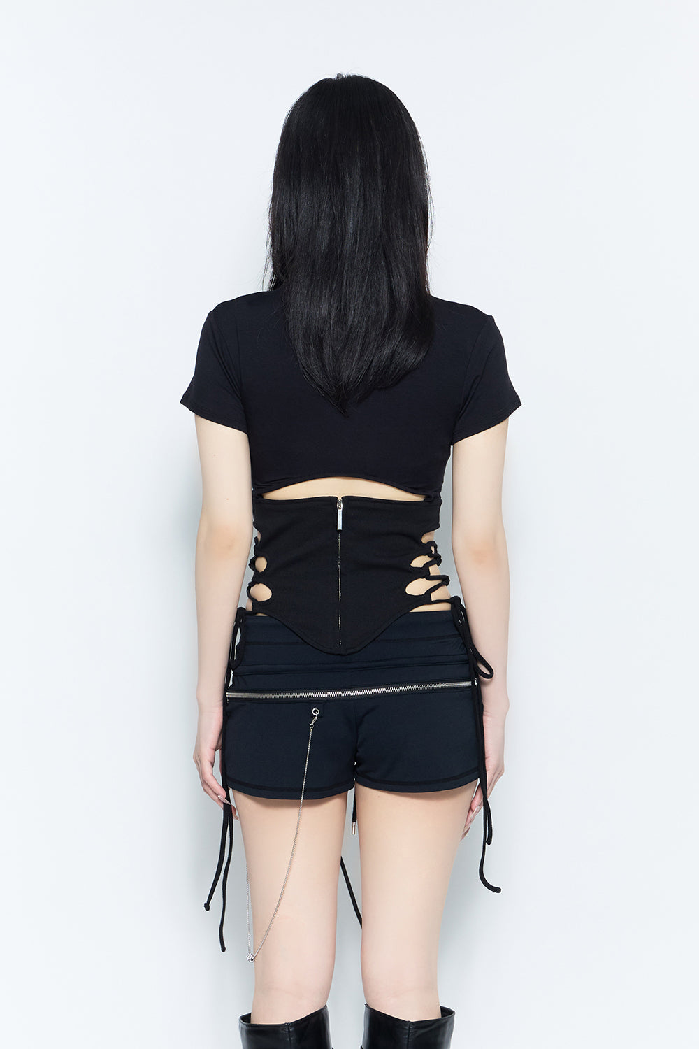 split hem lace up tops
