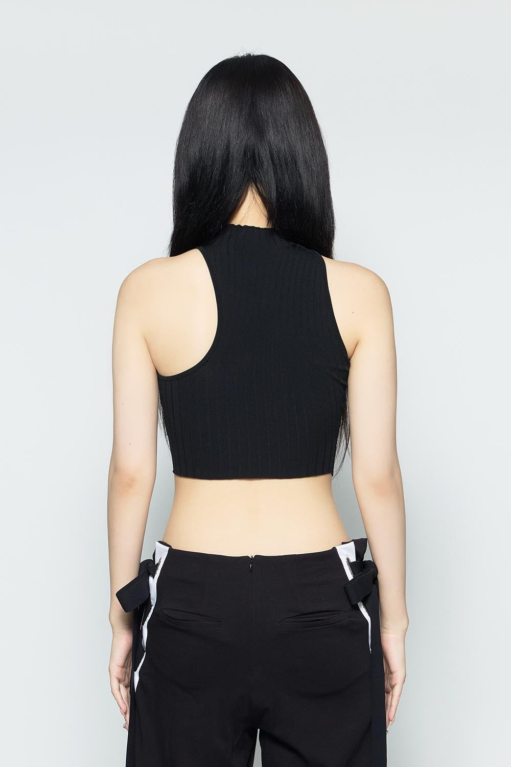 S asymmetric zip up tank