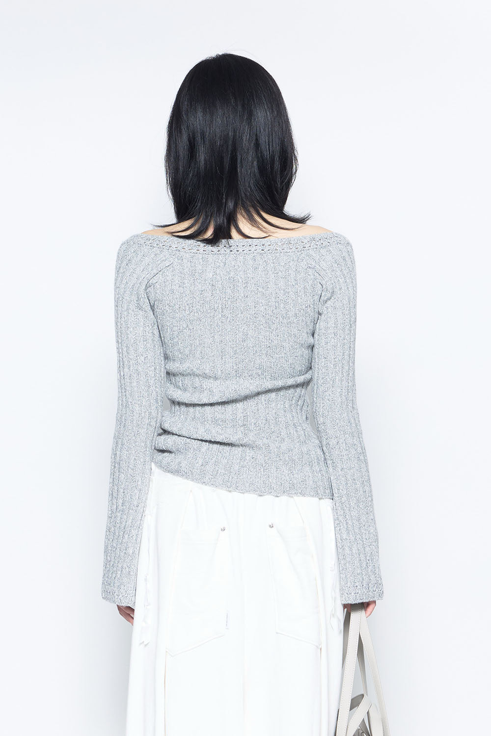S rib knit tops ribbon