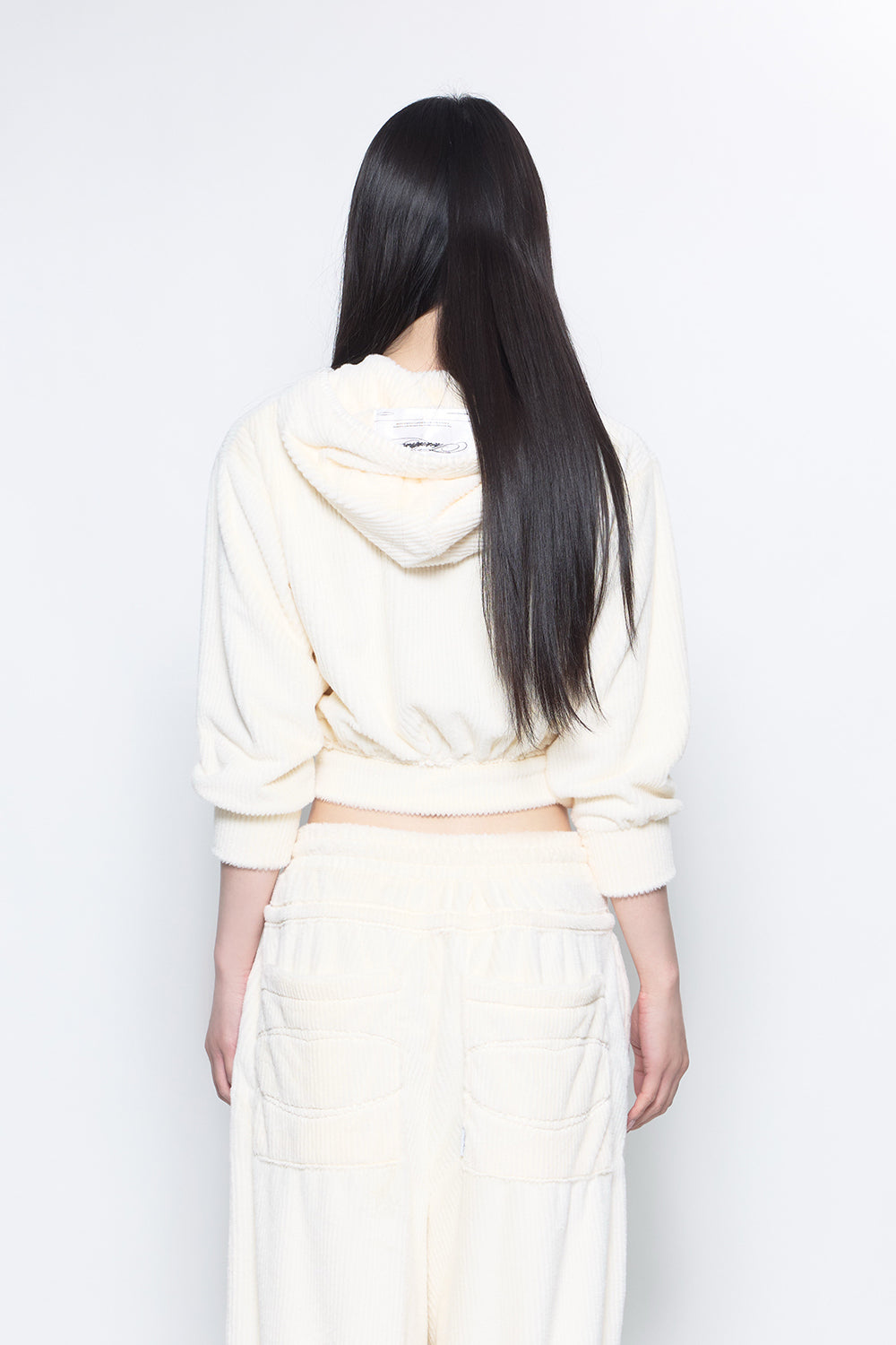 S mid-sleeve hoodie cropped