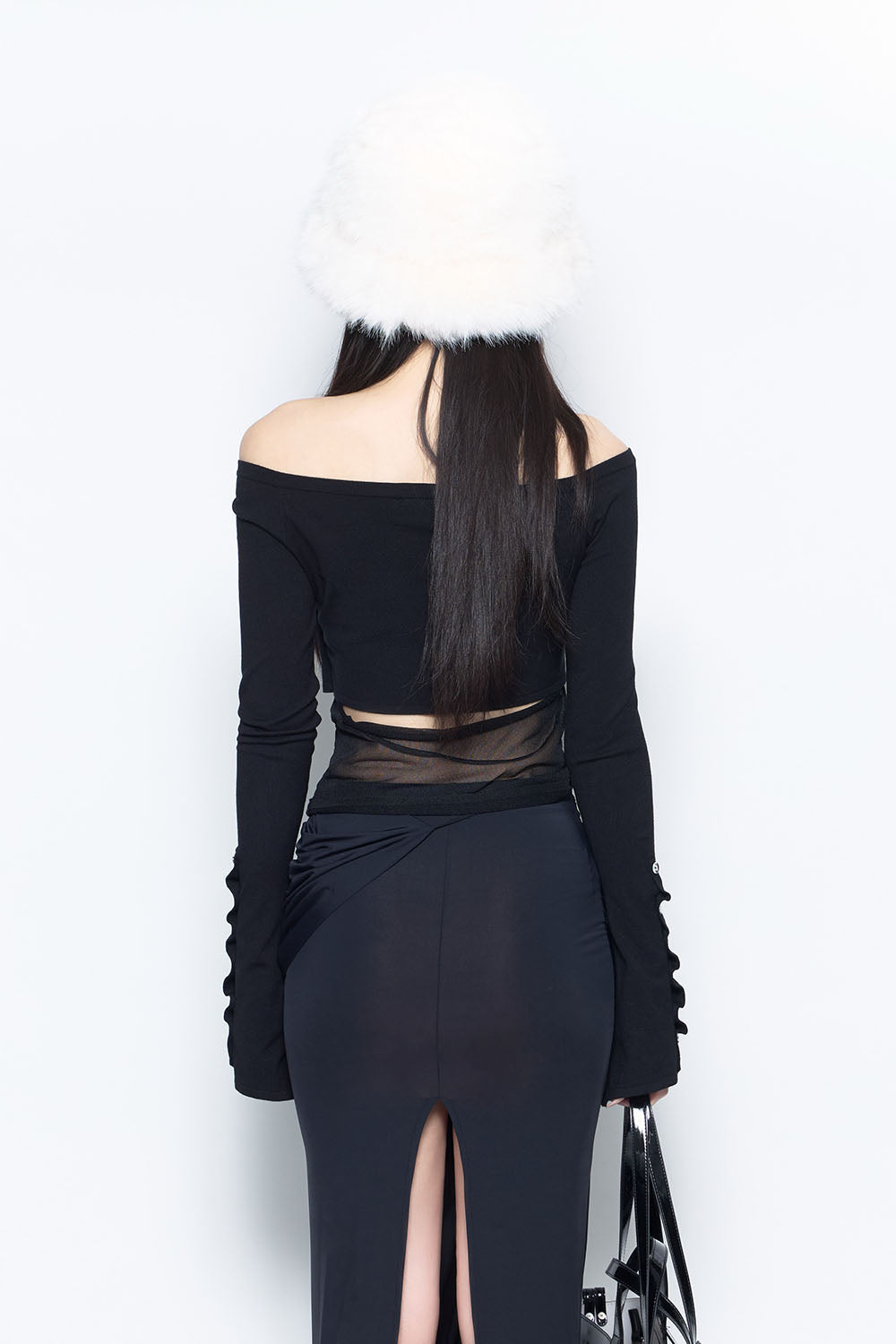 S button layered knit tops