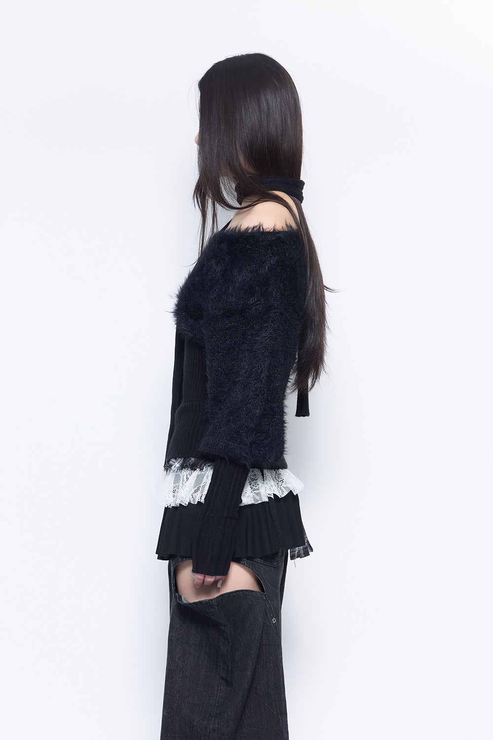 S contrast zip knit