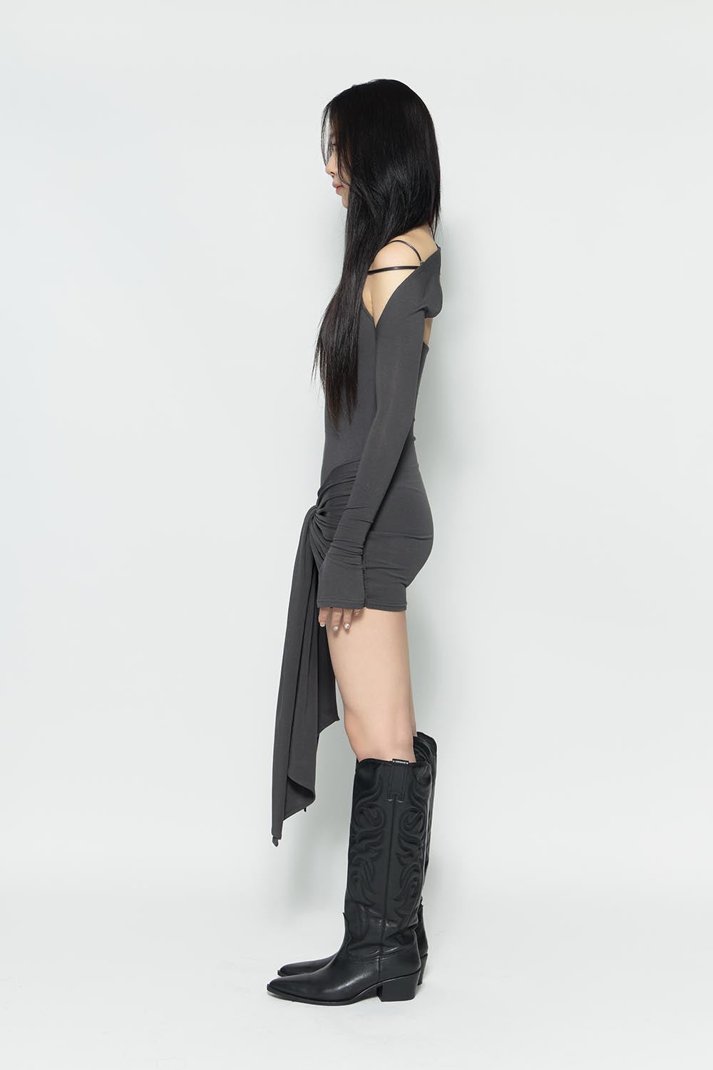 S waist drape dress mini