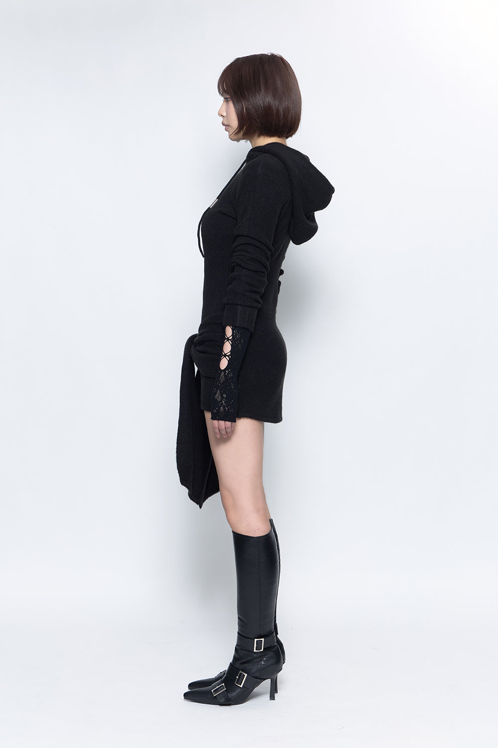 S draped knit dress mini