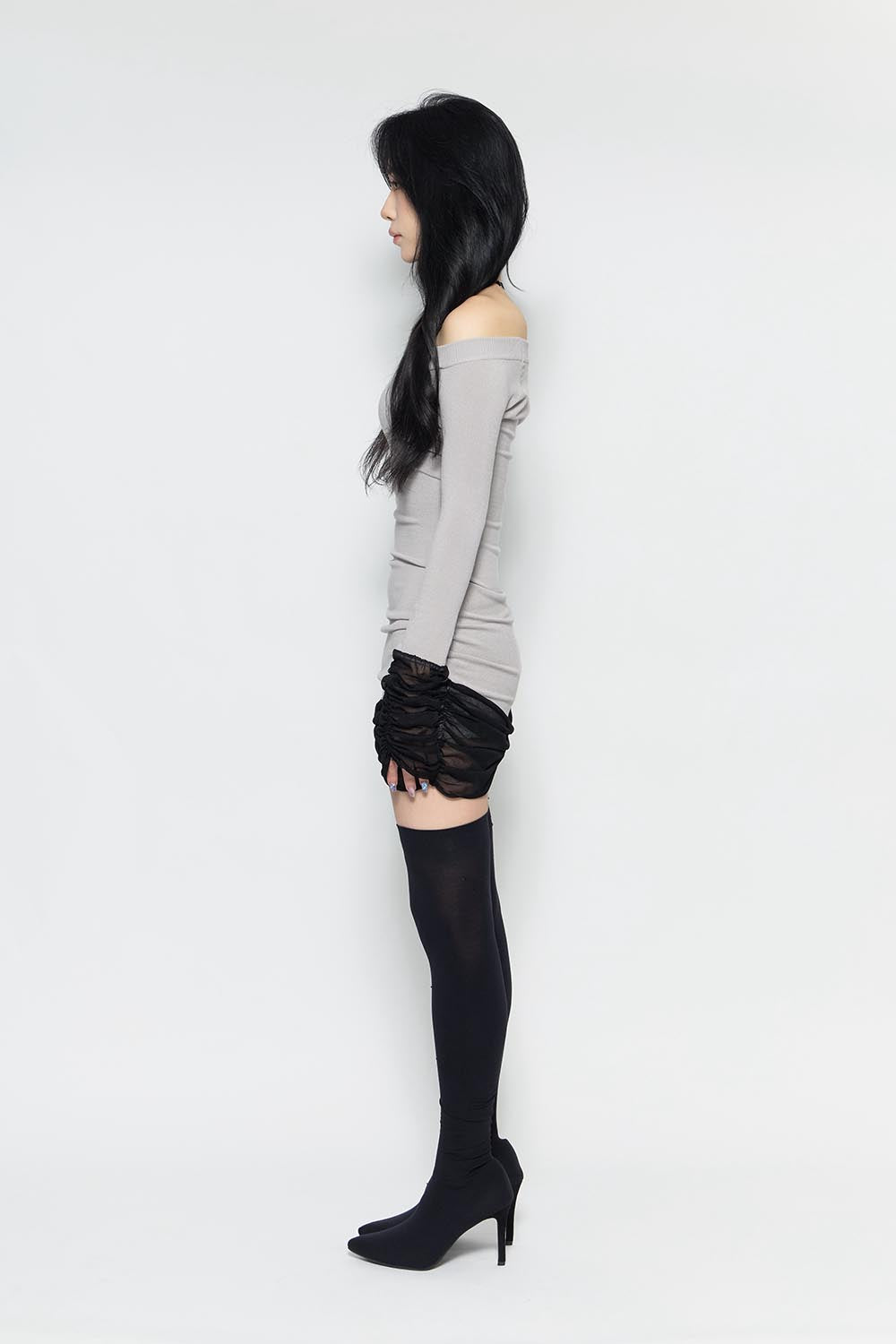 S sheer docked dress mini