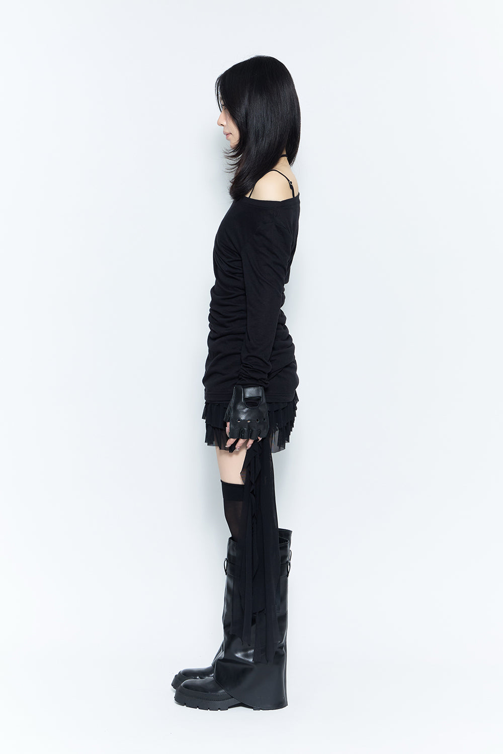 THEREDTHREAD】veiled layer dress mini