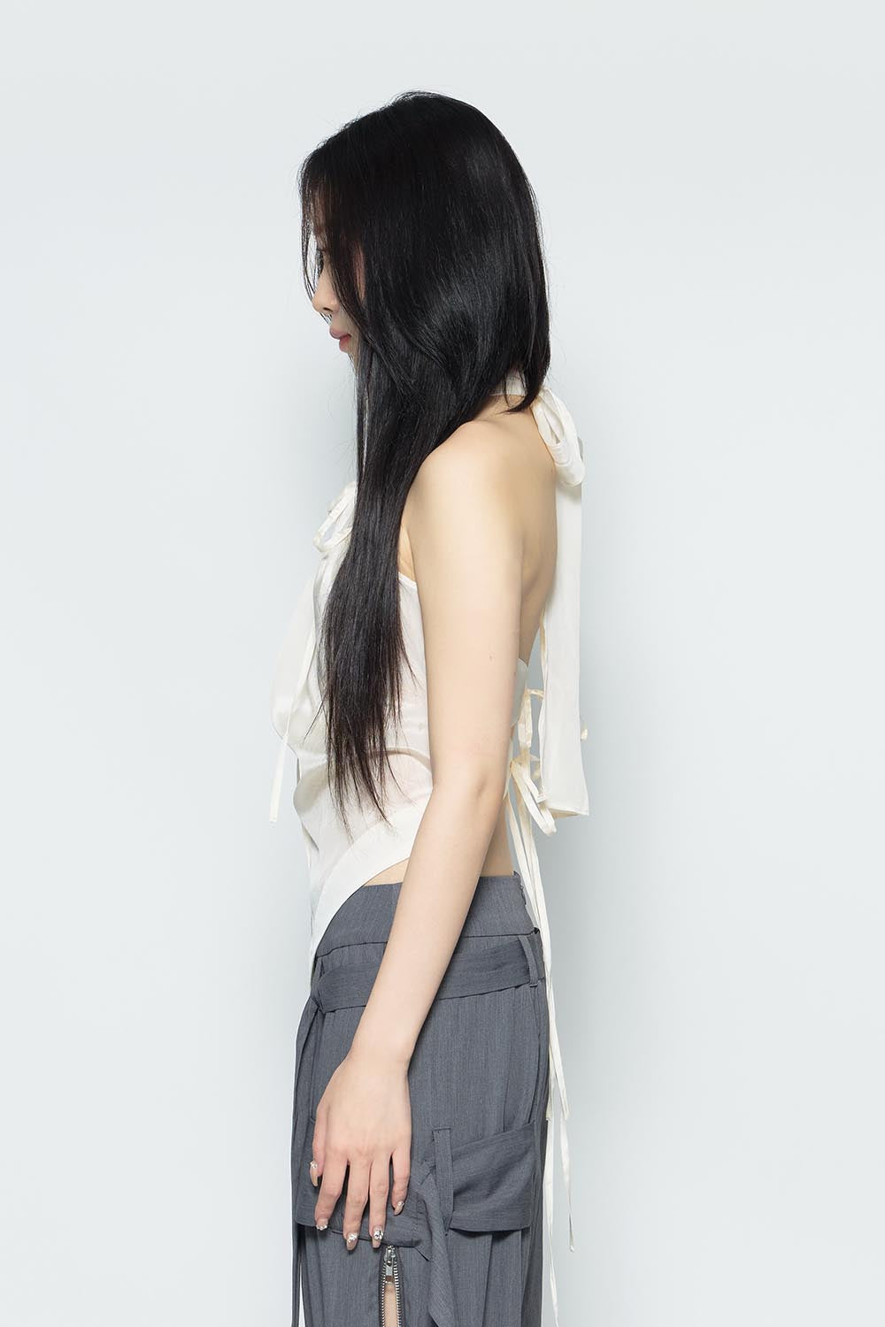 S draped sheer halter tops