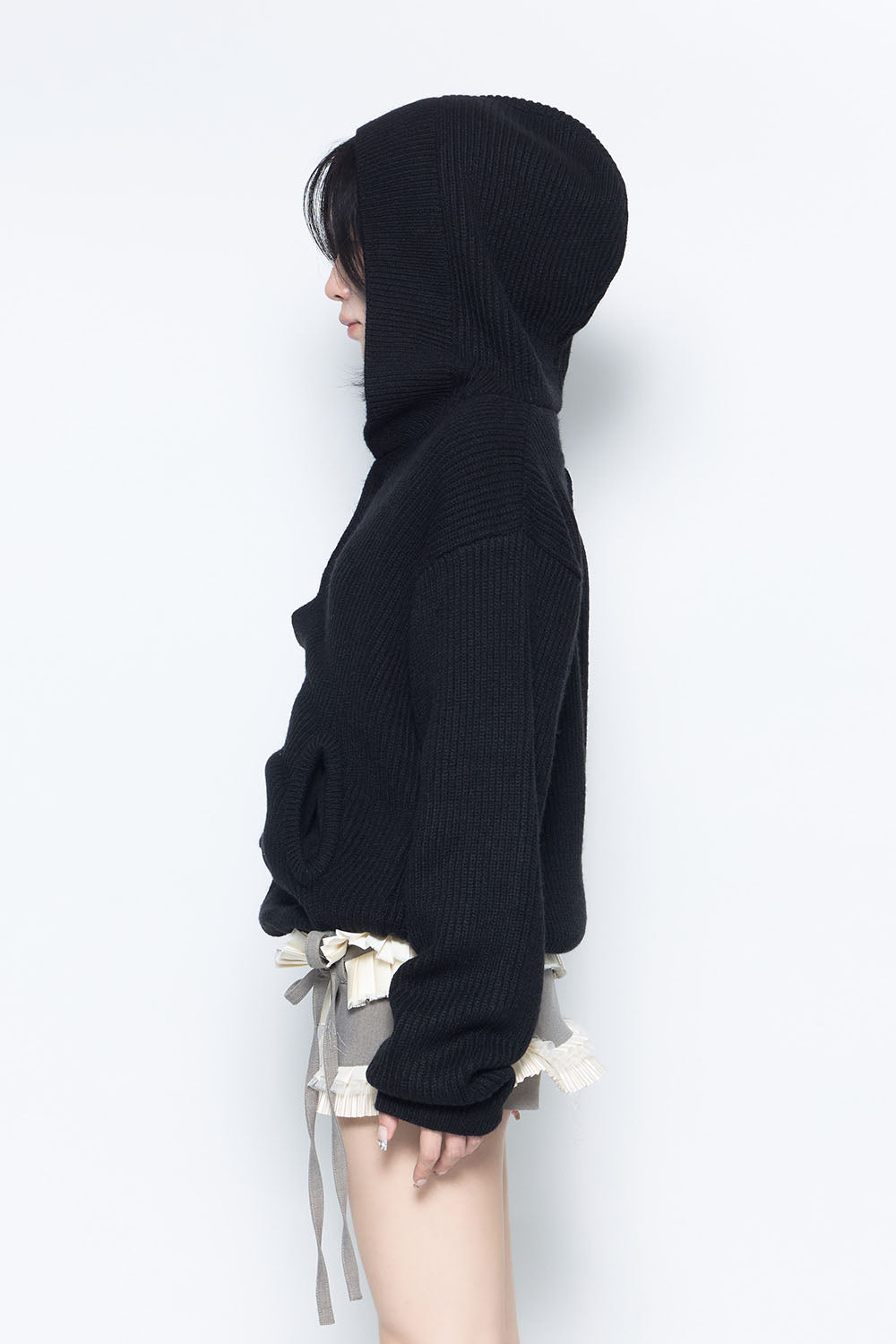 S button knit hoodie