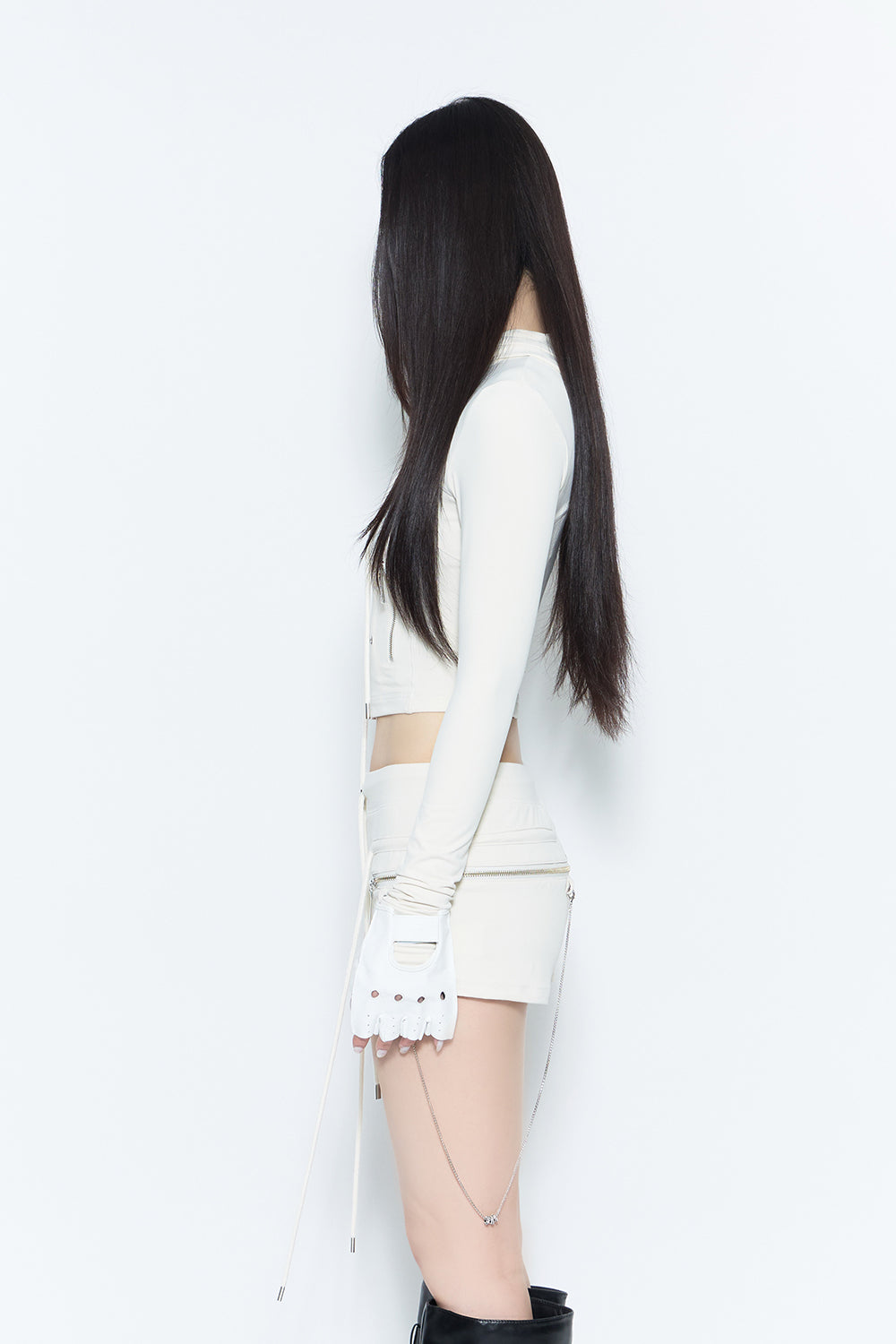 eyelet zip fit hoodie
