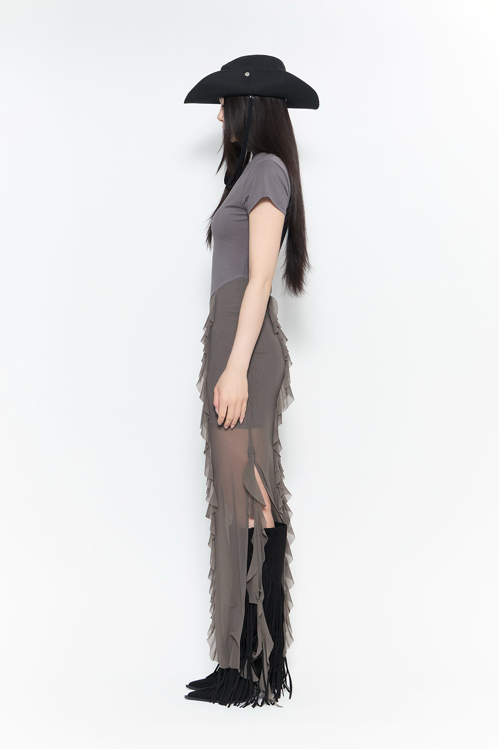 THEREDTHREAD / ザレッドスレッド】ruffle flow dress