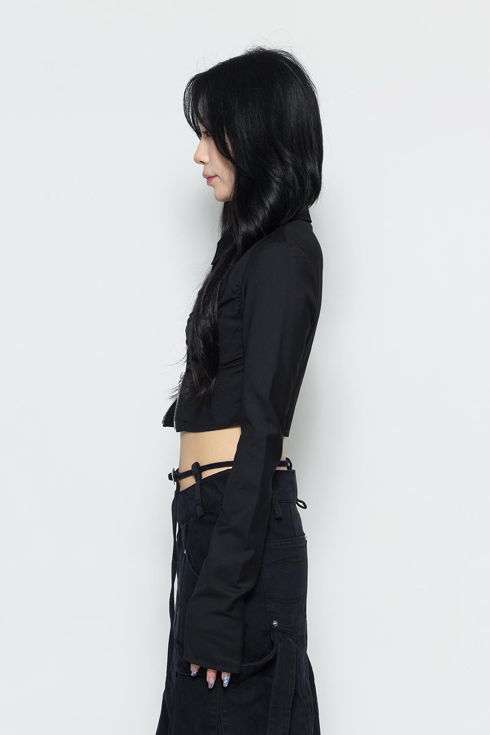 S w zip gather shirt