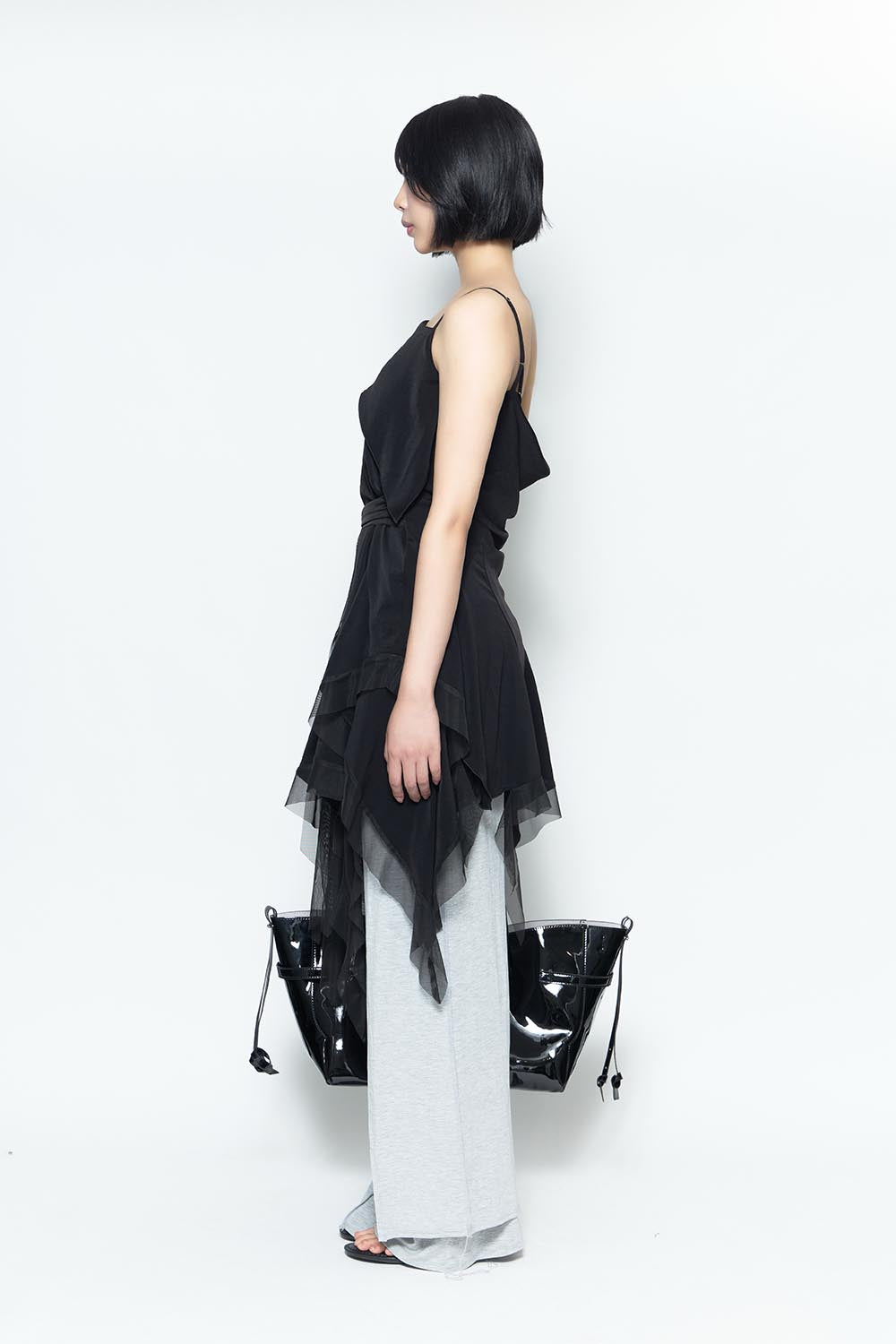 S asymmetry ruffle dress