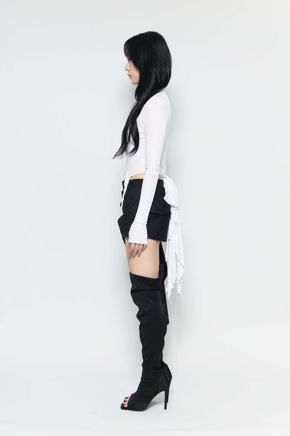 S drape tail skirt mini