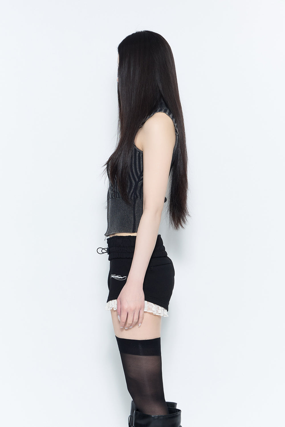 flame zip knit tops