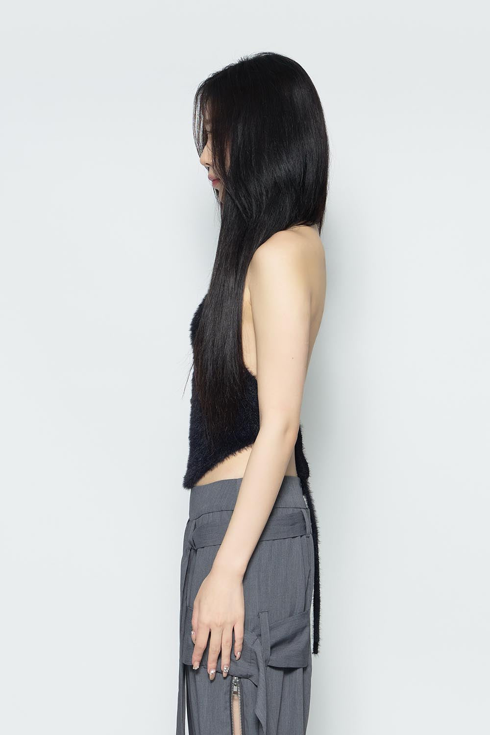 S fluffy halter tops