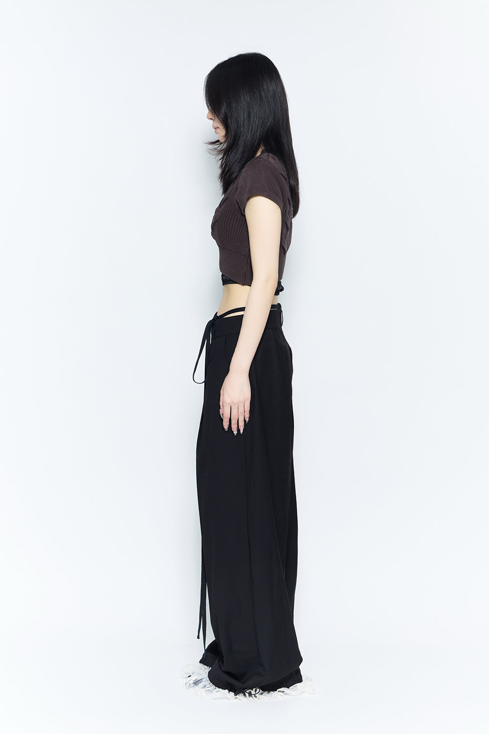 corded tailored pants lace
