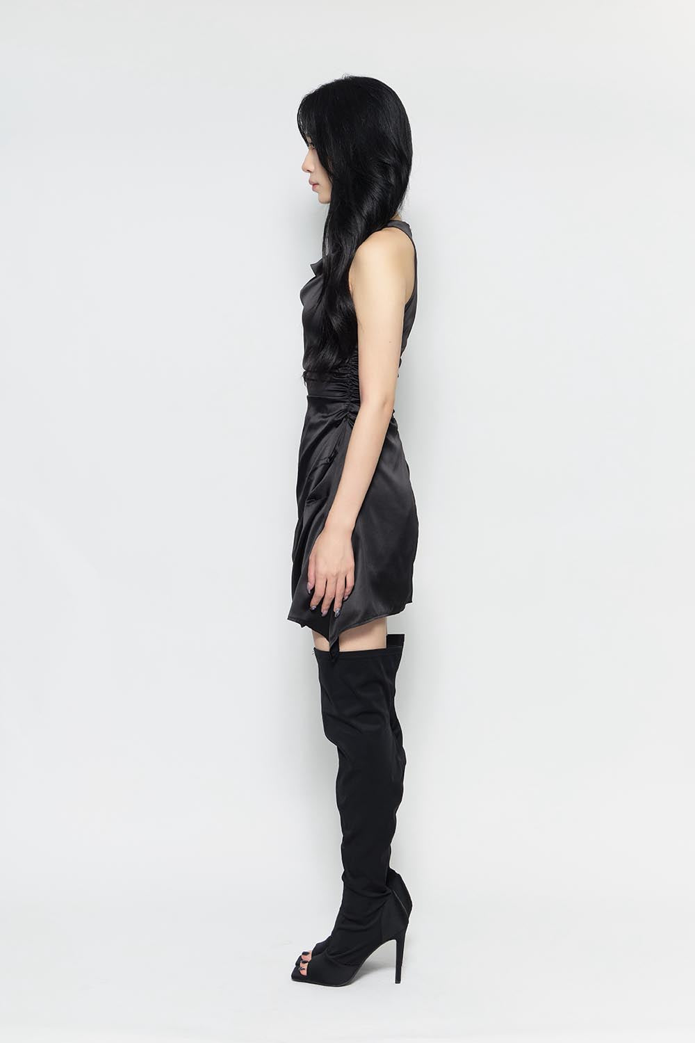 S satin flow dress mini