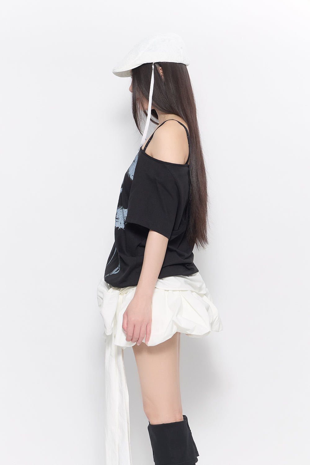 トップス ink script offshoulder tops theredthread THEREDTHREAD / ザレッドスレッド】ink script offshoulder tops